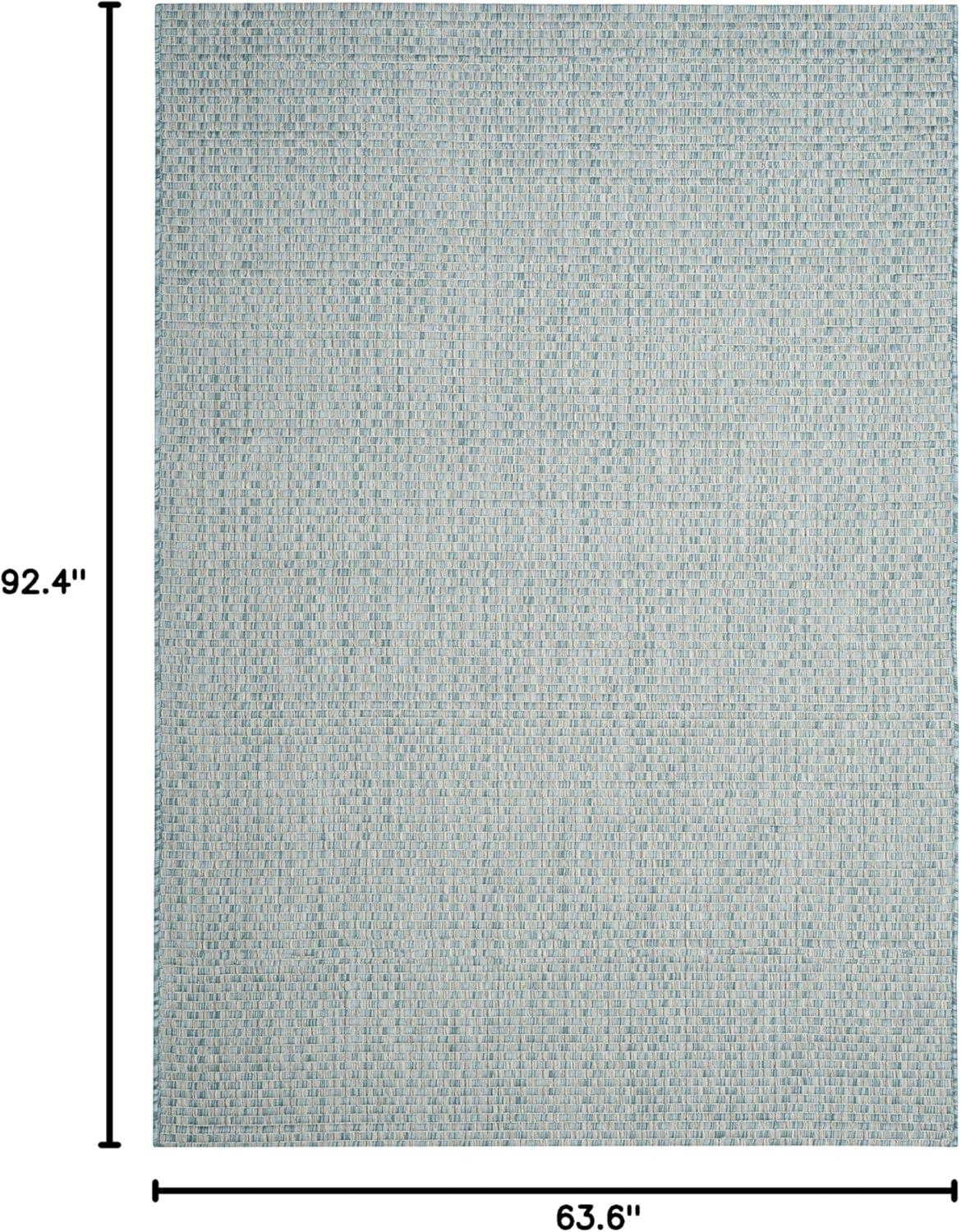 SAFAVIEH Courtyard Blair Geometric Indoor/Outdoor Area Rug, 5'3" x 7'7", Light Blue/Light Grey