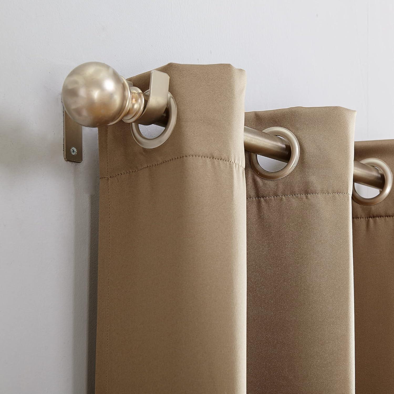 54"x84" Sun Zero Room Darkening Seymour Grommet Curtain Panel Taupe: Modern Faux Silk, Energy Efficient, Living Room