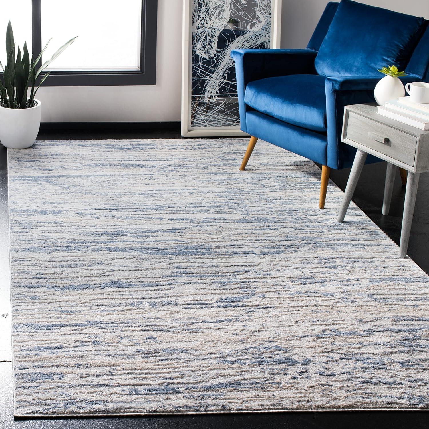 Amelia ALA768 Power Loomed Area Rug - Ivory/Blue - 4'x6' - Safavieh.