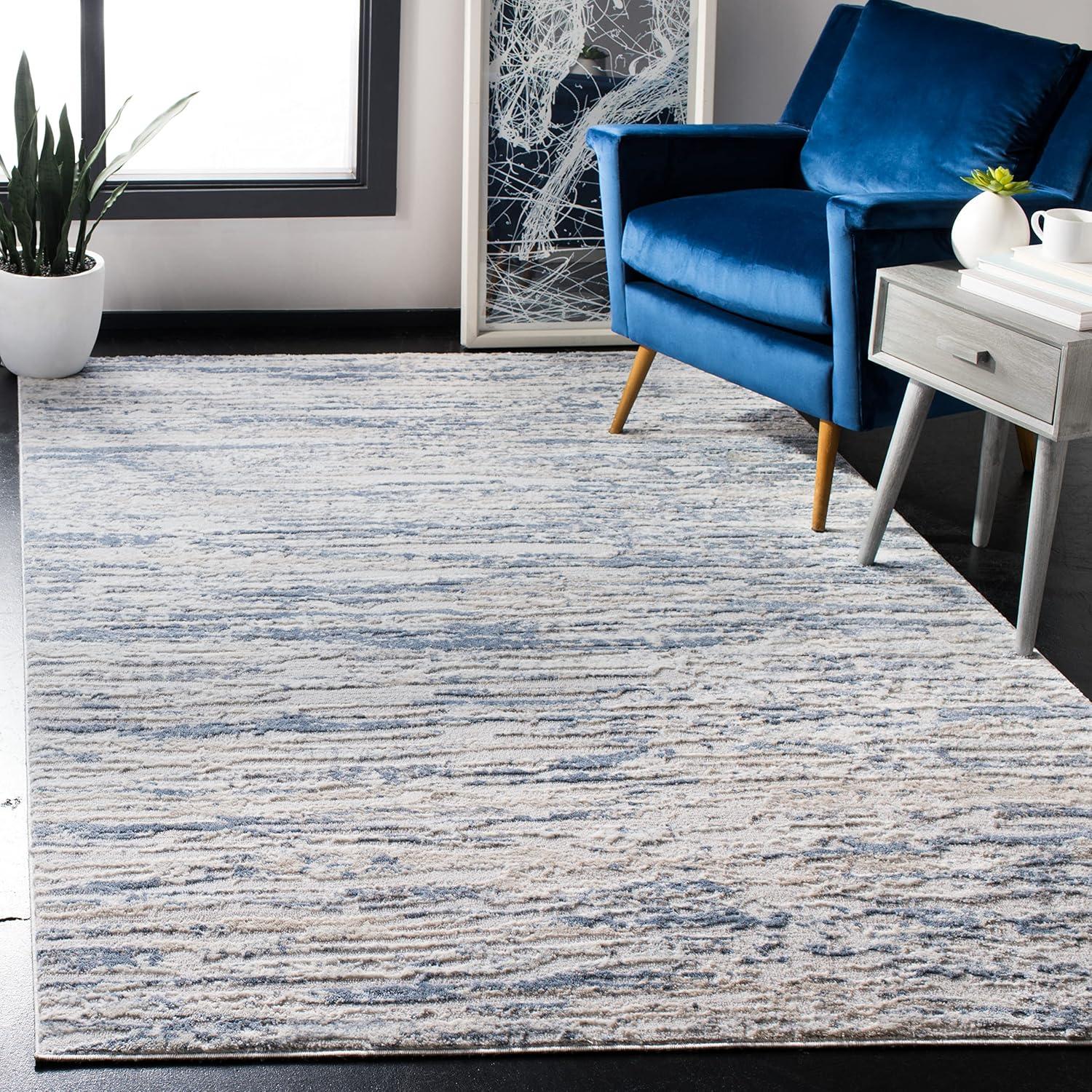 Amelia ALA768 Power Loomed Area Rug - Ivory/Blue - 5'3"x7'6" - Safavieh.