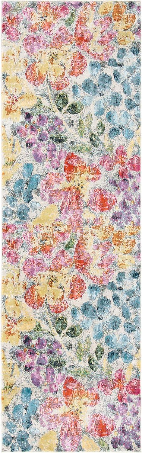 SAFAVIEH Lillian Camille Abstract Area Rug, Blue/Yellow, 3' x 3' Square
