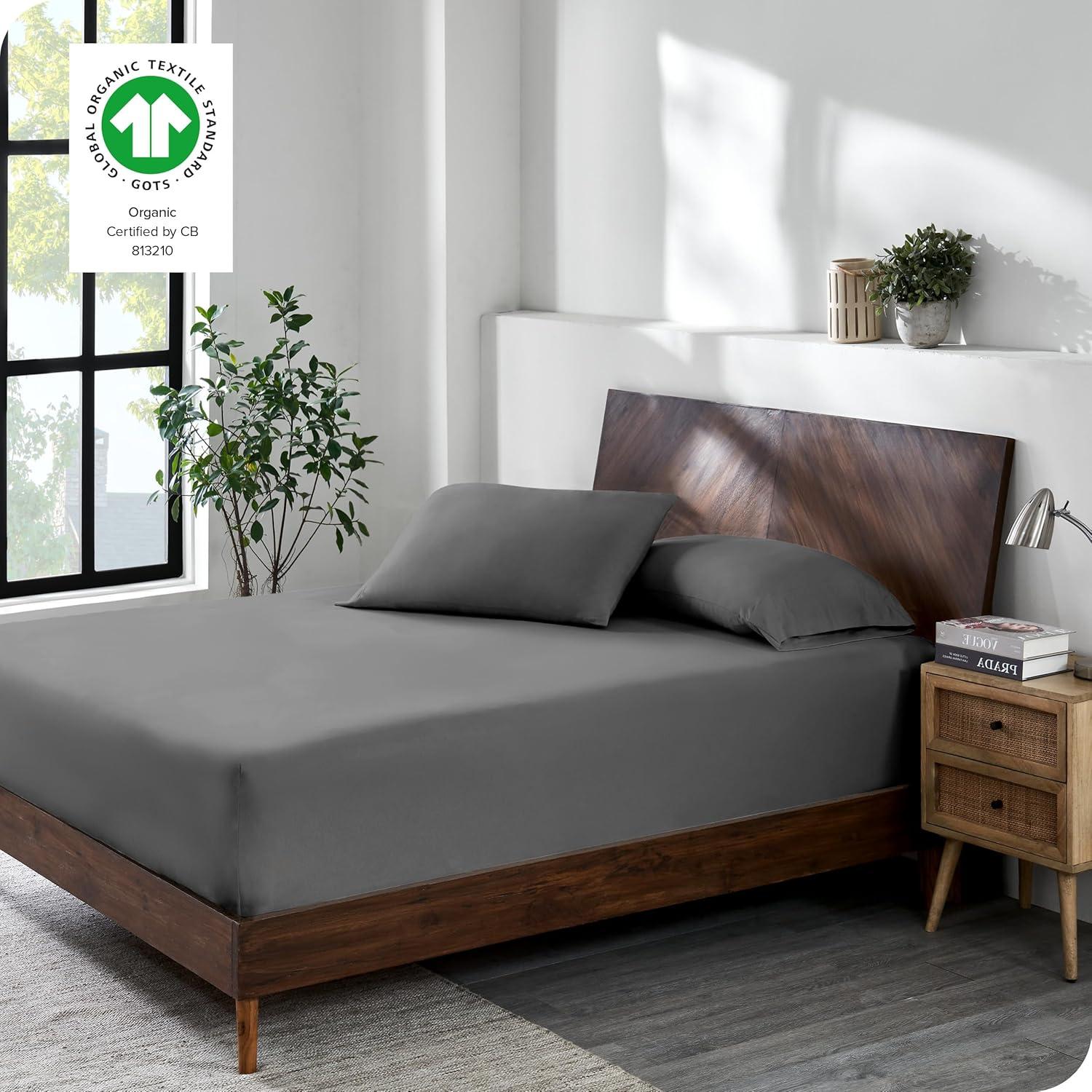 Bare Home Organic 100% Cotton Jersey Knit Fitted Sheet