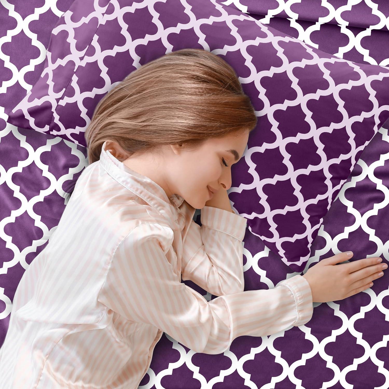 Lux Decor Collection Lux Decor Collection 1800 Series Soft Microfiber Bed Sheets Set Geometric Quatrefoil Bedding