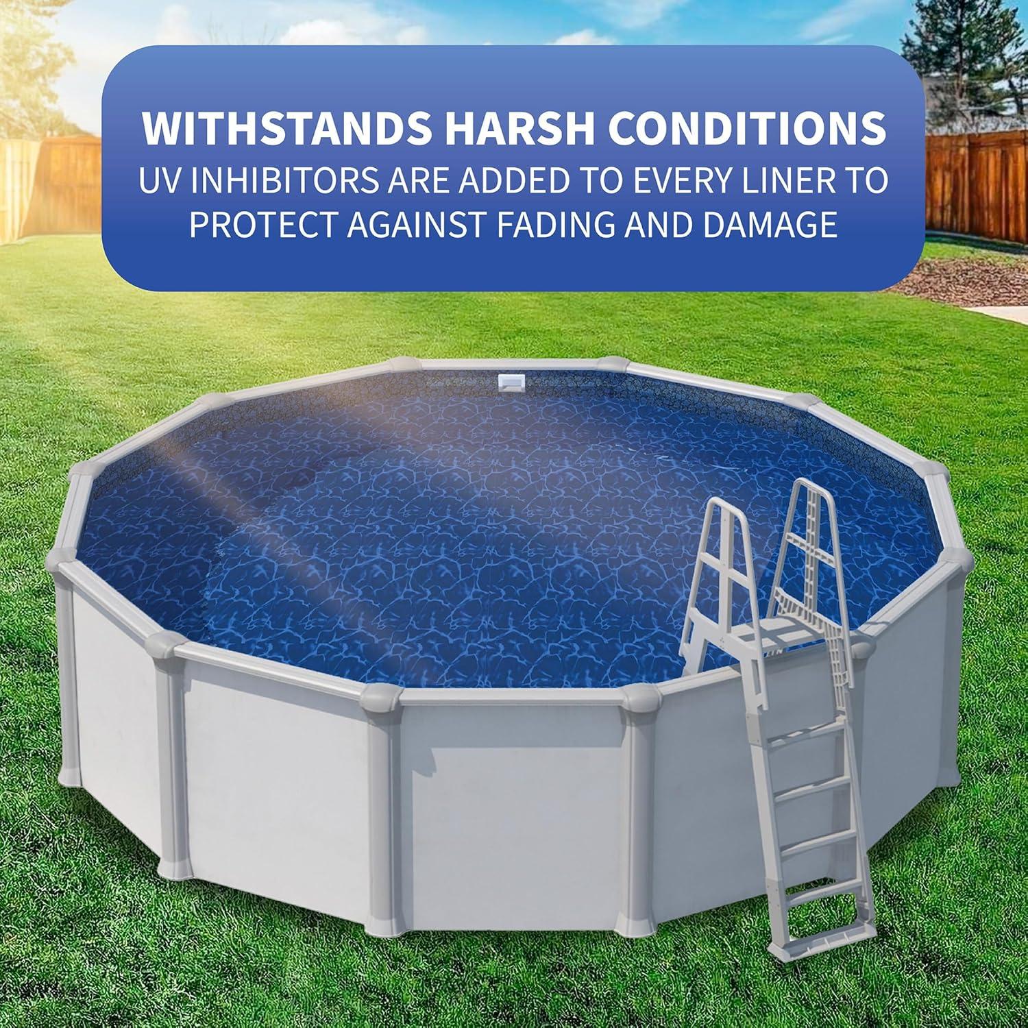 Pebble Cove 18 ft Round Blue Vinyl Pool Liner