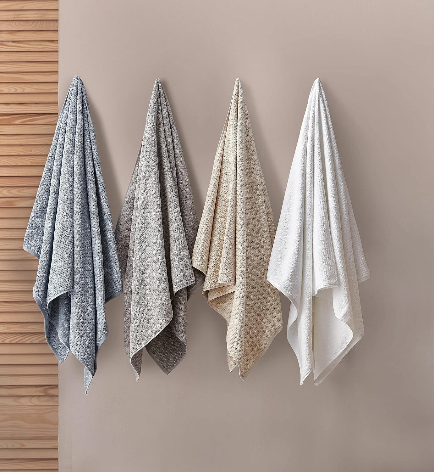 Oasis Beige 8-Piece Cotton Towel Set with Waffle Texture