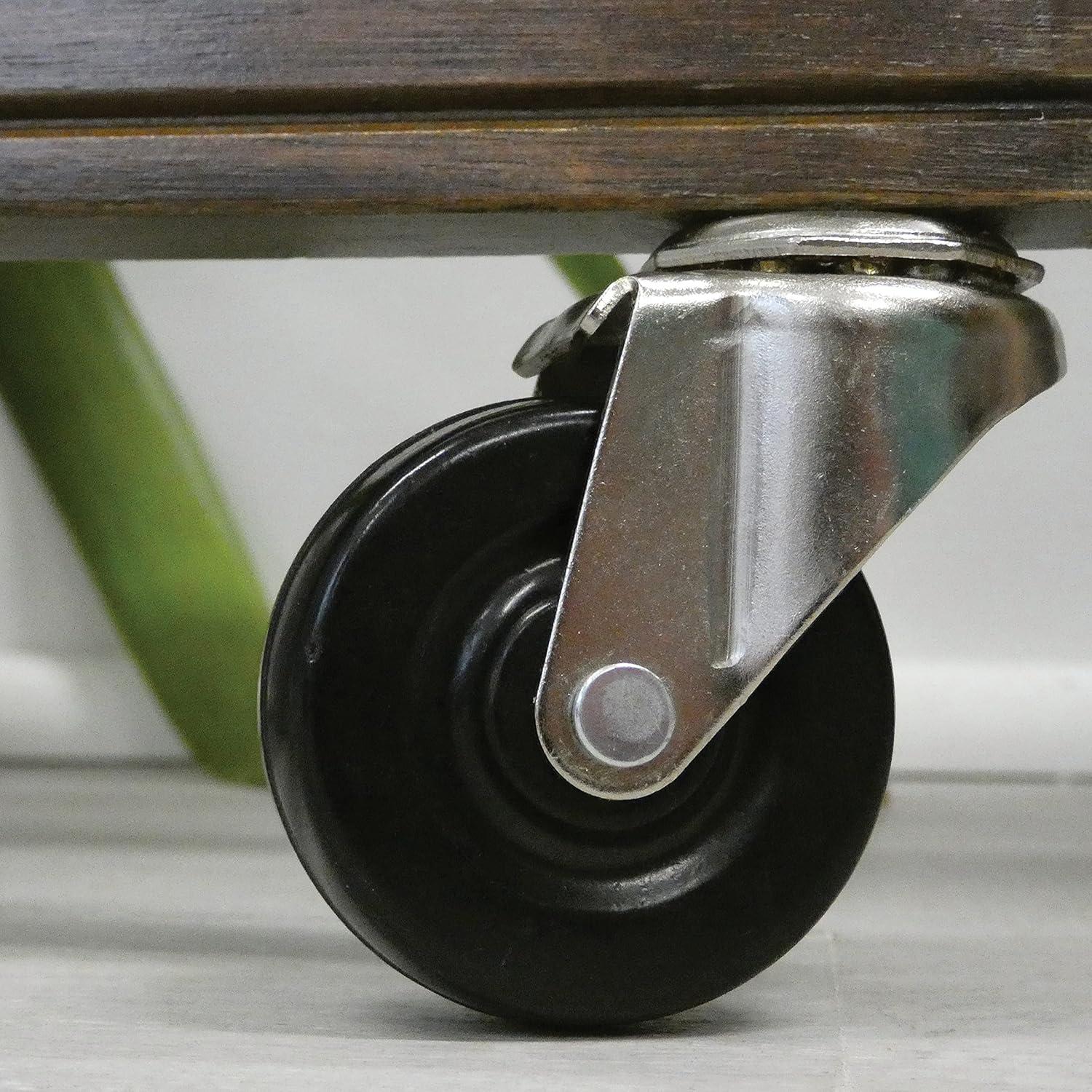 2-Inch Black Rubber Swivel Stem Caster with Ball Bearing