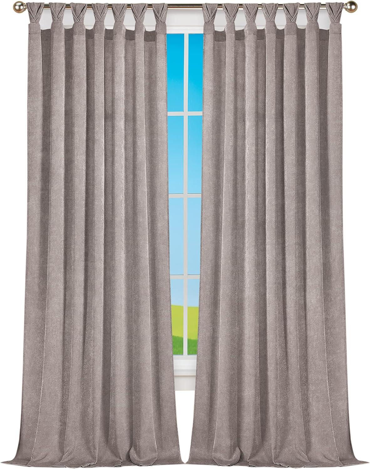 Achim Home Furnishing: Peri Window Curtain Panels with Tulip Tab Top, Taupe, 52" x 84"