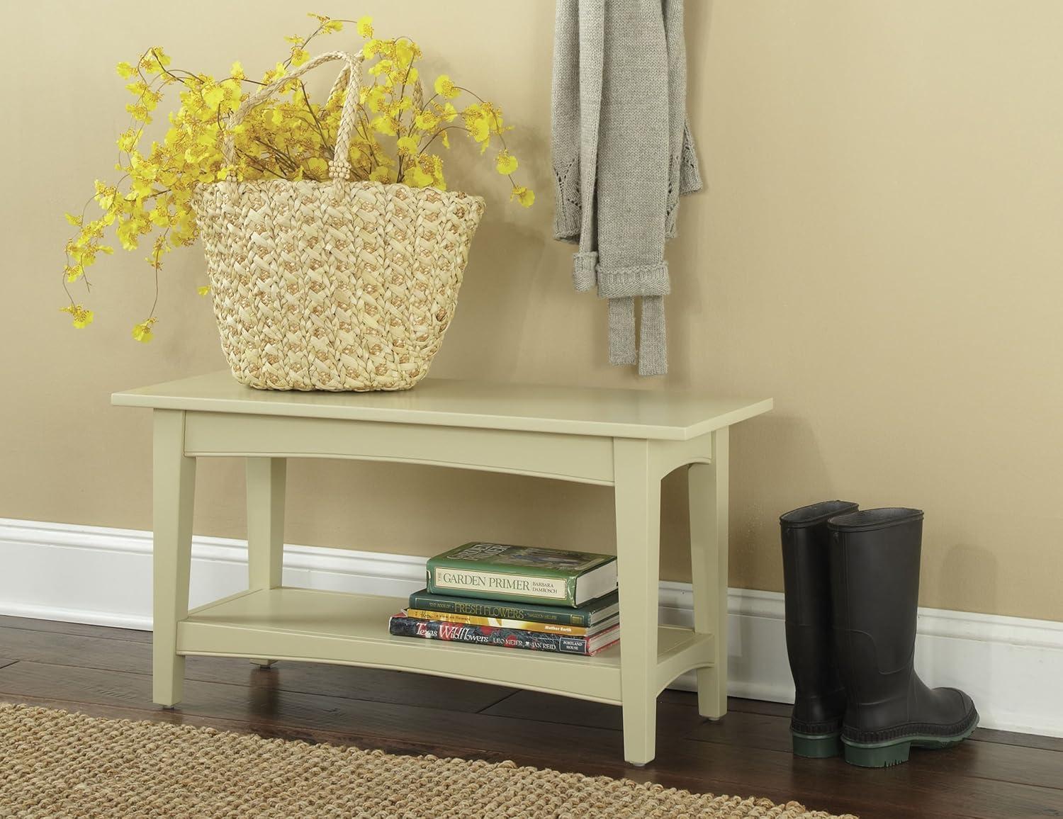 Shaker Cottage Bench with Shelf Sand - Alaterre Furniture: Hardwood Entryway Storage, Unupholstered Hallway Seat