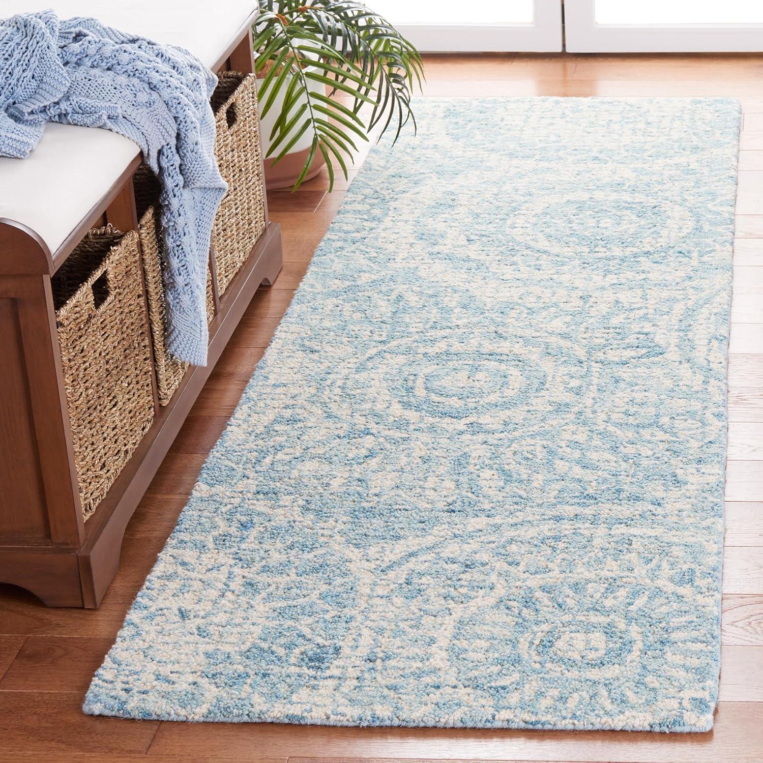 Abstract ABT205 Handmade Indoor Runner - Ivory/Blue - 2'-3"x6' - Safavieh