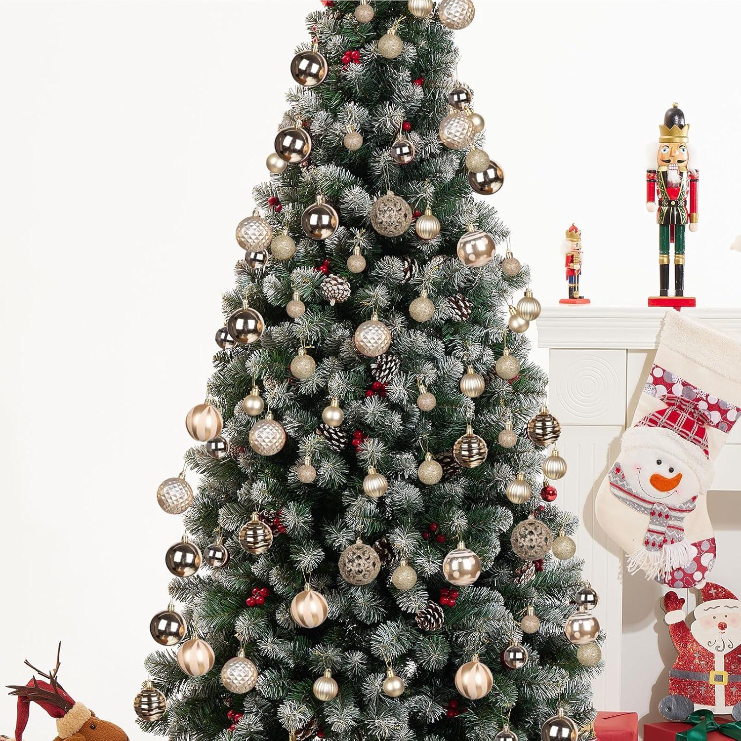 Yhmxh 100Pcs Christmas Ball Ornaments Sets, Christmas Decorations Shatterproof Xmas Balls for Christmas Tree Decor, Assorted Shapes and Sizes Hanging Ball for Holiday Festival Party Event - Red