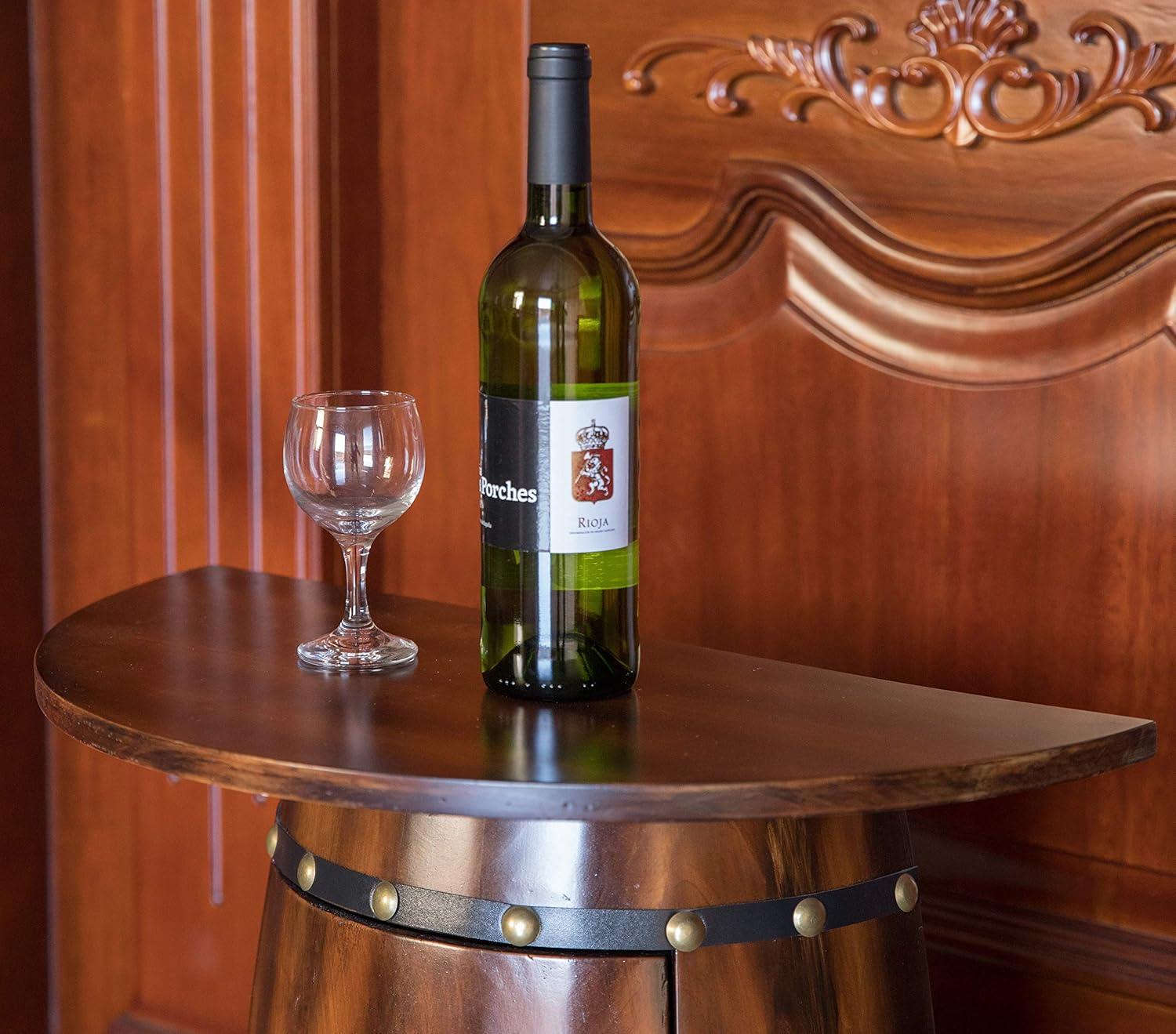 Vintiquewise Rustic Lockable Barrel Shaped Wine Bar Cabinet Wooden End Table