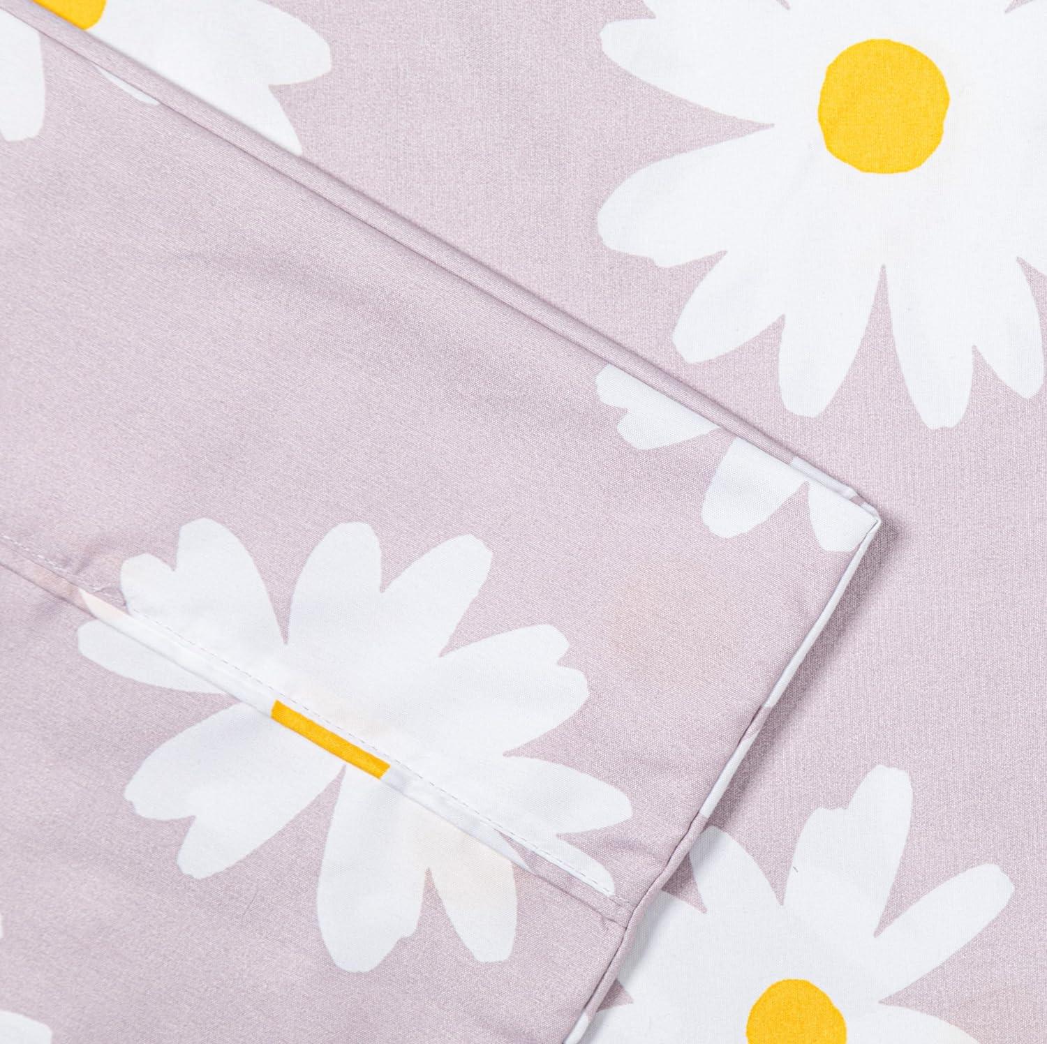 Full Daisy Print Polyester Microfiber Deep Pocket Sheet Set