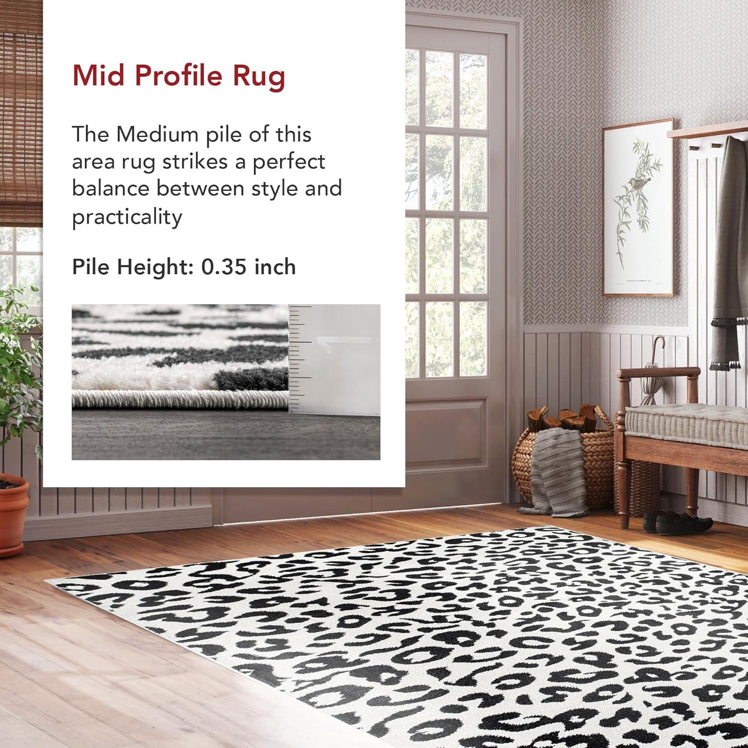 Nuloom Leopard Animal 8x10 Indoor Area Rug for Living Room Bedroom Dining Room Kitchen, Dark Grey/Ivory