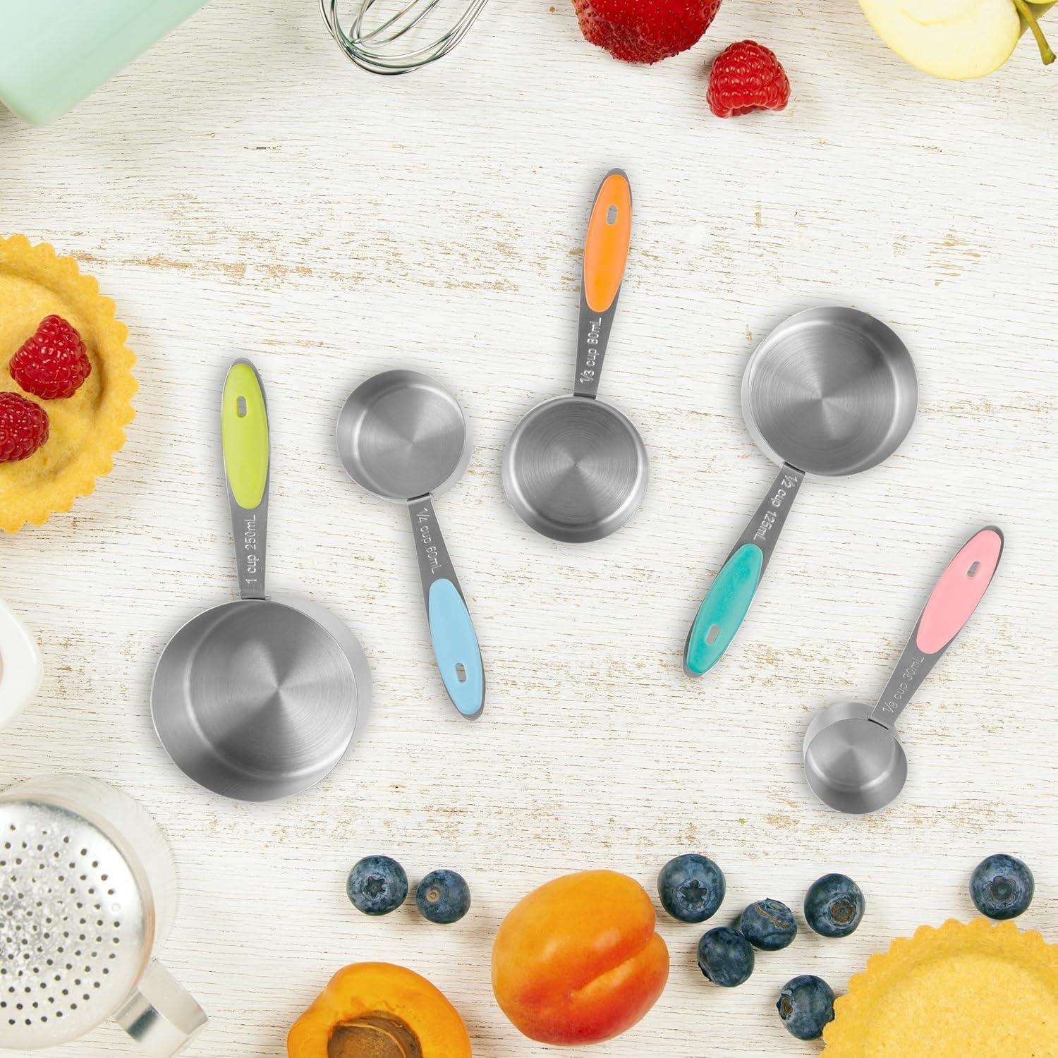 Classic Cuisine 5-Piece Measuring Cups Set with Colored Silicone Handles