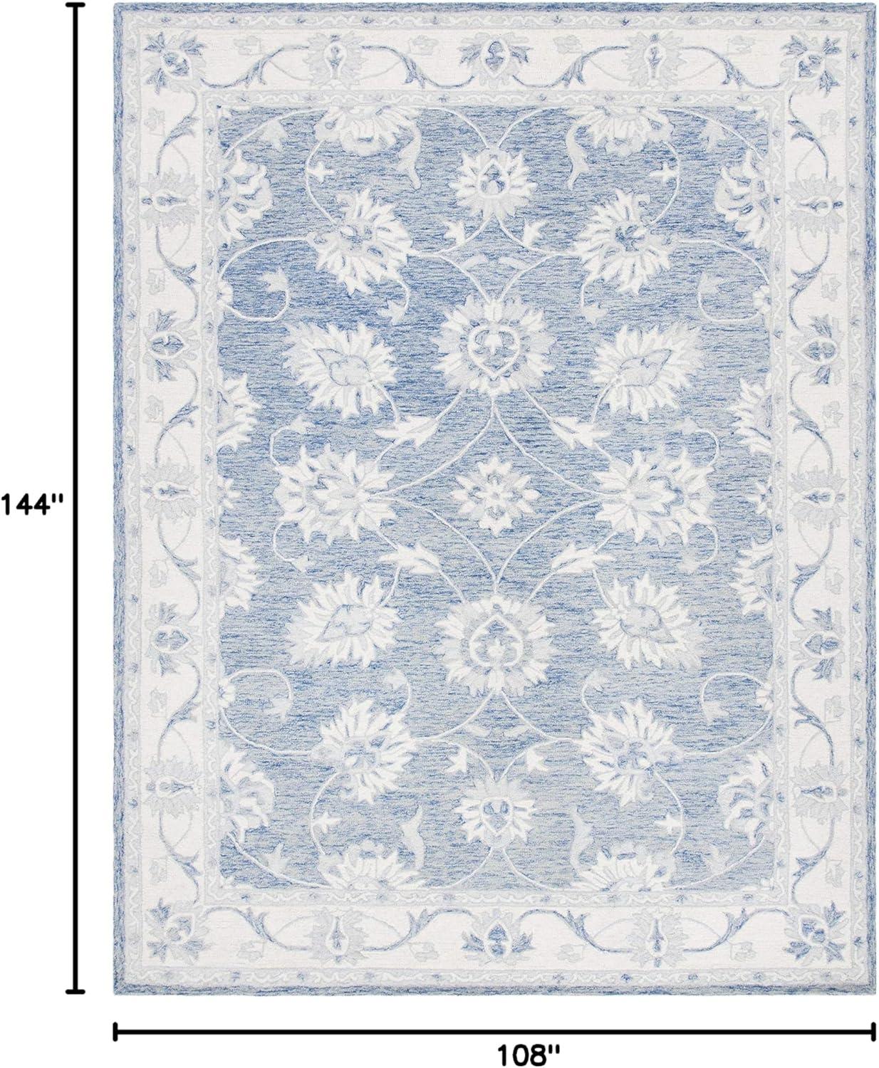 SAFAVIEH Micro-Loop Larry Oriental Area Rug, Blue/Ivory, 9' x 12'