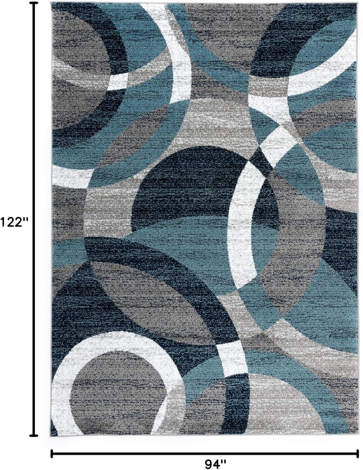 World Rug Gallery Geometric Circles Blue 7'10" x 10'2" Area Rug