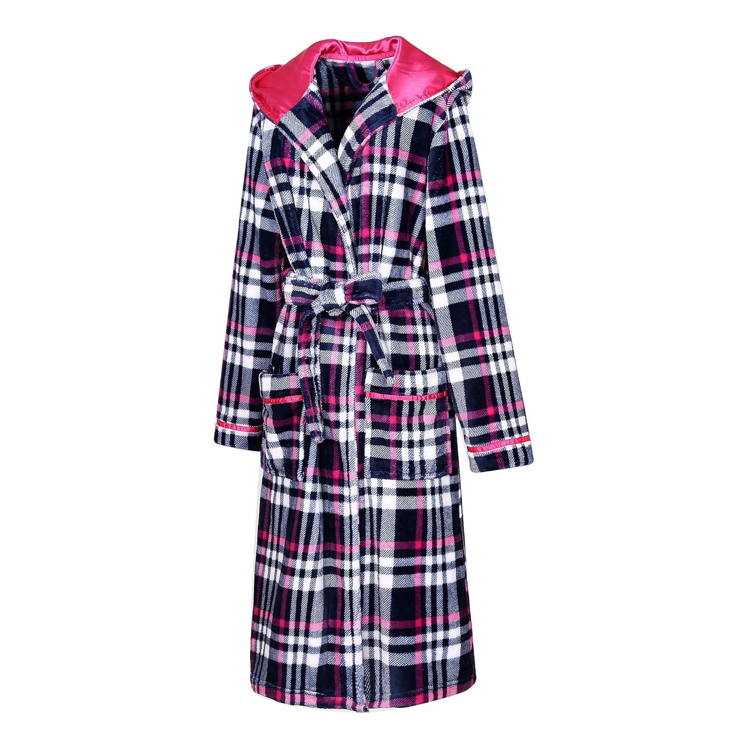 Richie House Women's Plaid Fleece Bathrobe Robe RHW2714-A-XL