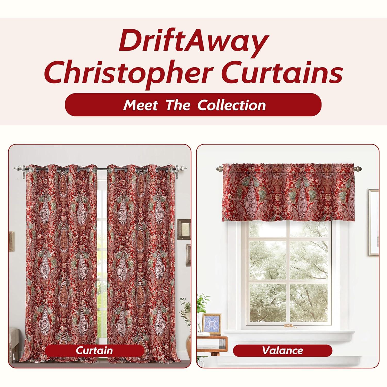 DriftAway Alyssa Jacobean Elegant Floral Leaves Pattern Thermal Insulated Blackout Lined Rod Pocket Window Curtain Valance for Kitchen Café, 52" x 18" Plus 2" Header, Gray, 2 Pack