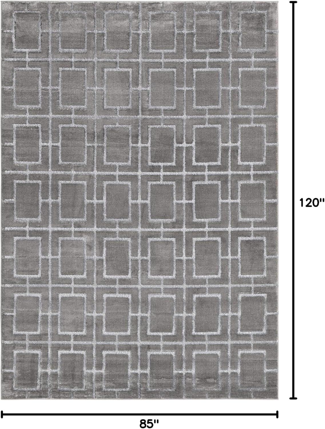 Glam Geometric Gray Silver Area Rug