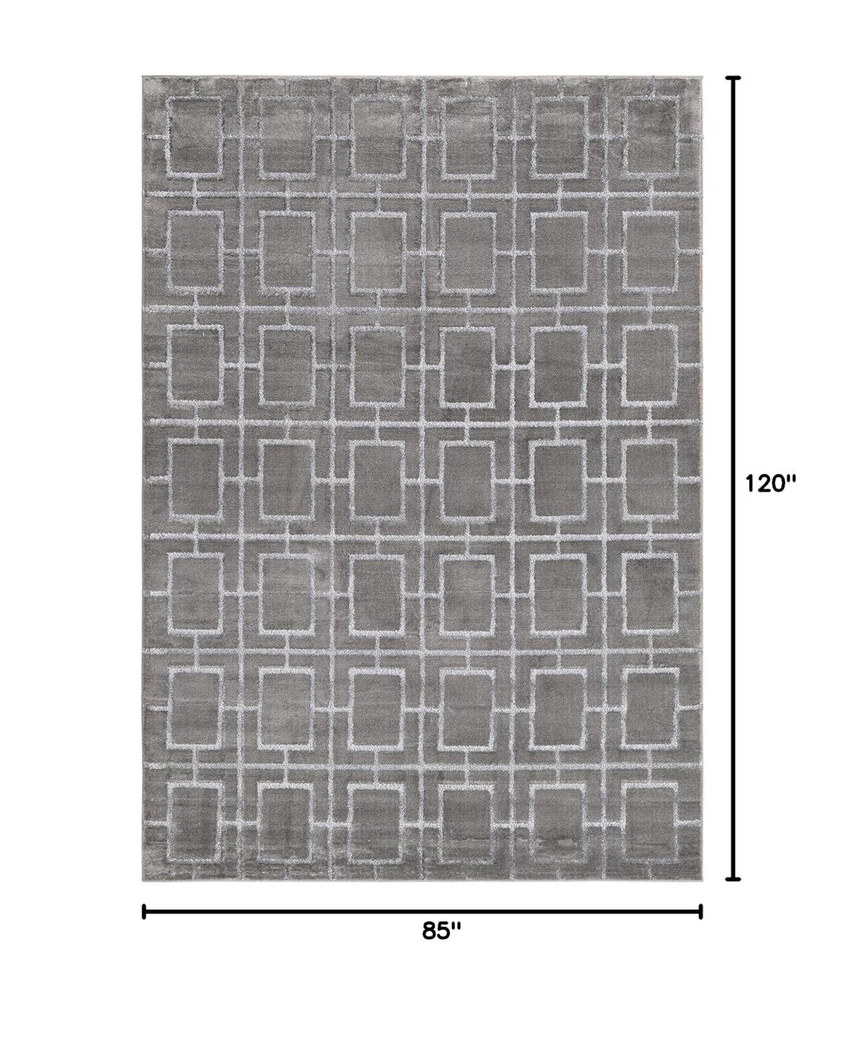Glam Geometric Gray Silver Area Rug