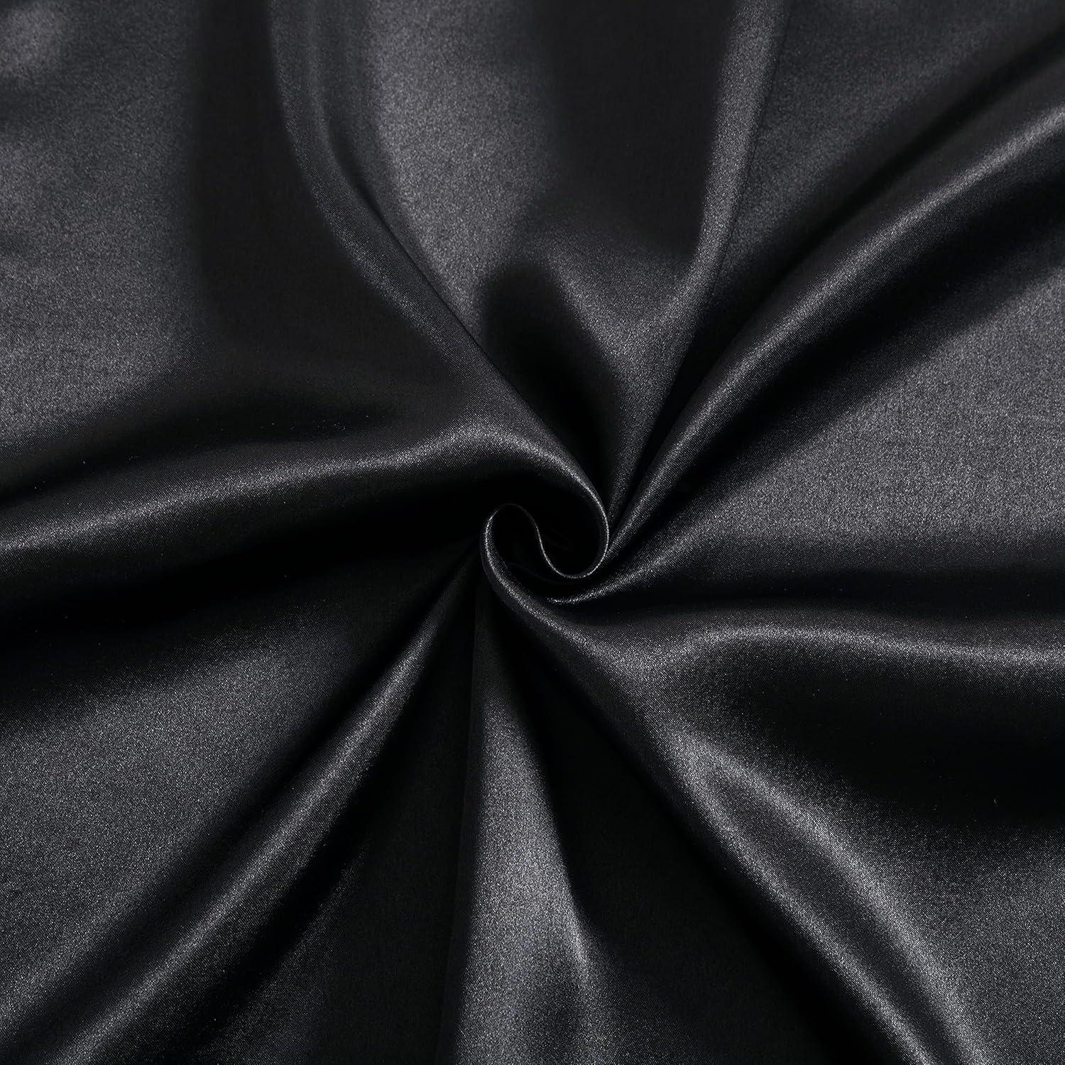 Black Satin Full Size 4-Piece Deep Pocket Sheet Set