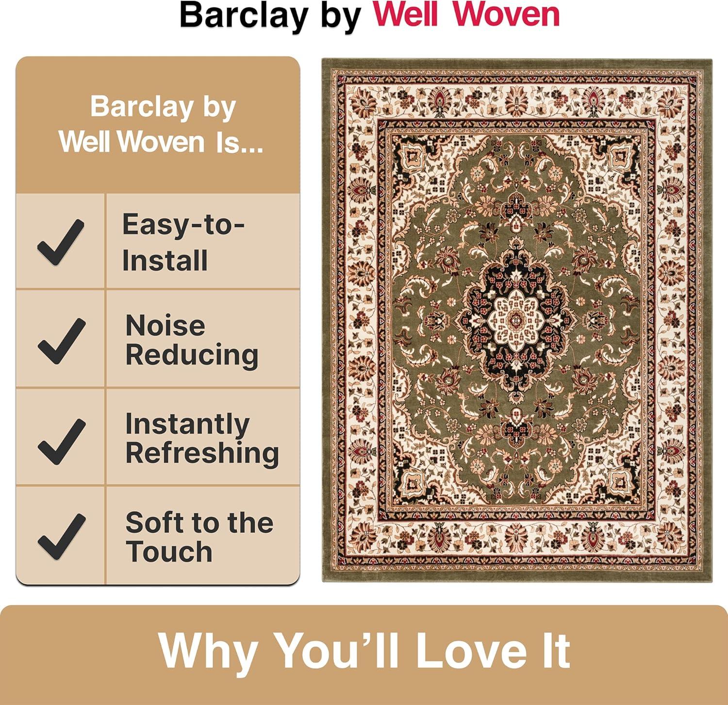 Well Woven Barclay Medallion Kashan Traditional Oriental & Persian Green 2'3" x 3'11" Area Rug