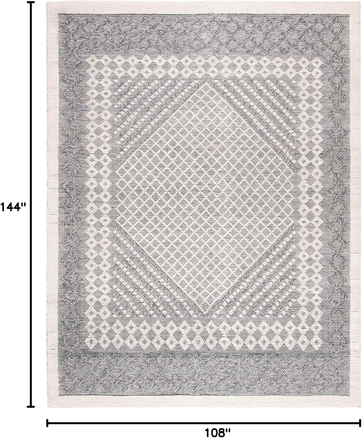 SAFAVIEH Natura Wesley Geometric Bordered Area Rug, Cream/Navy, 9' x 12'