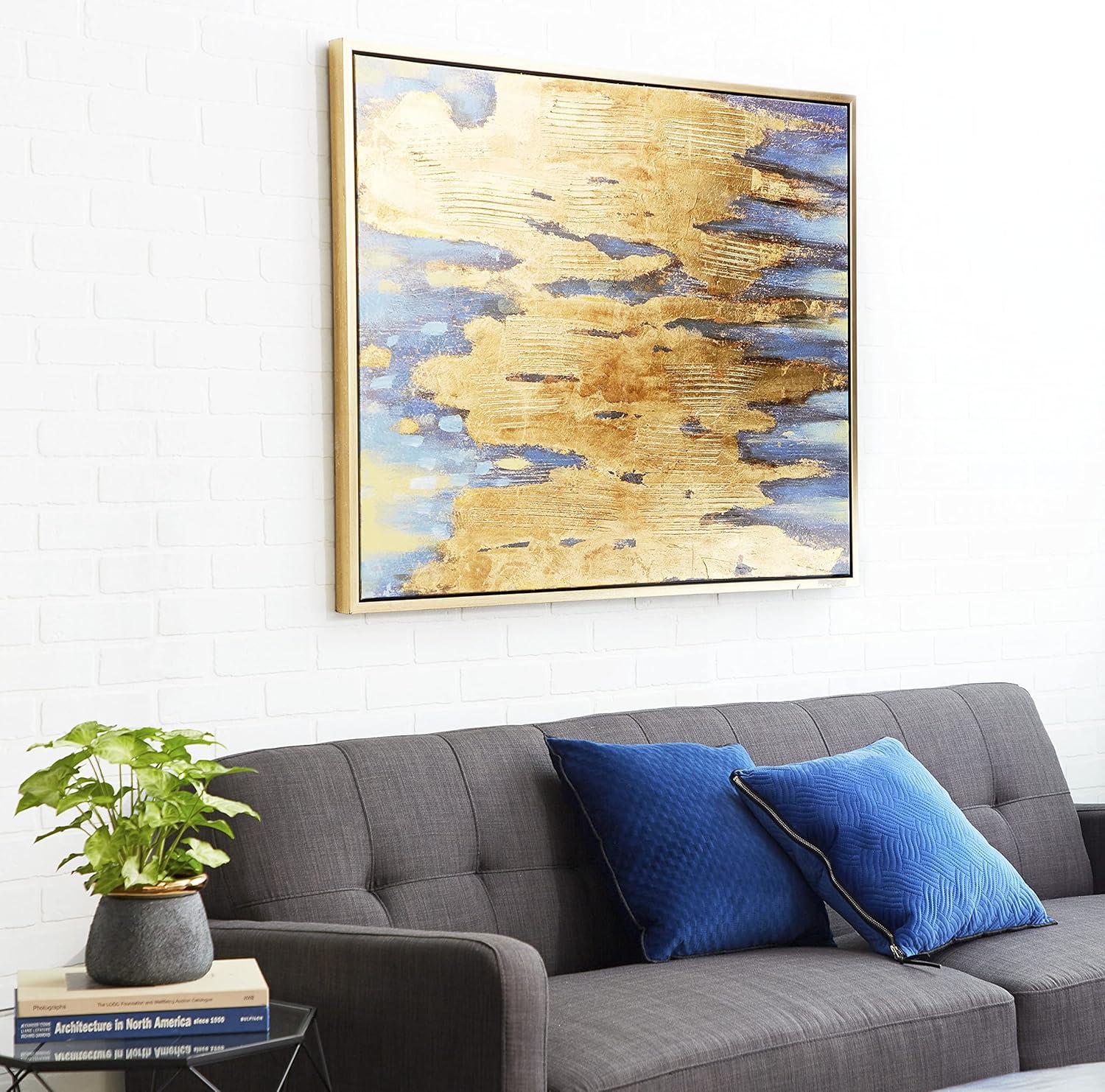 36" x 47" Abstract Framed Wall Art with Gold Frame, by DecMode