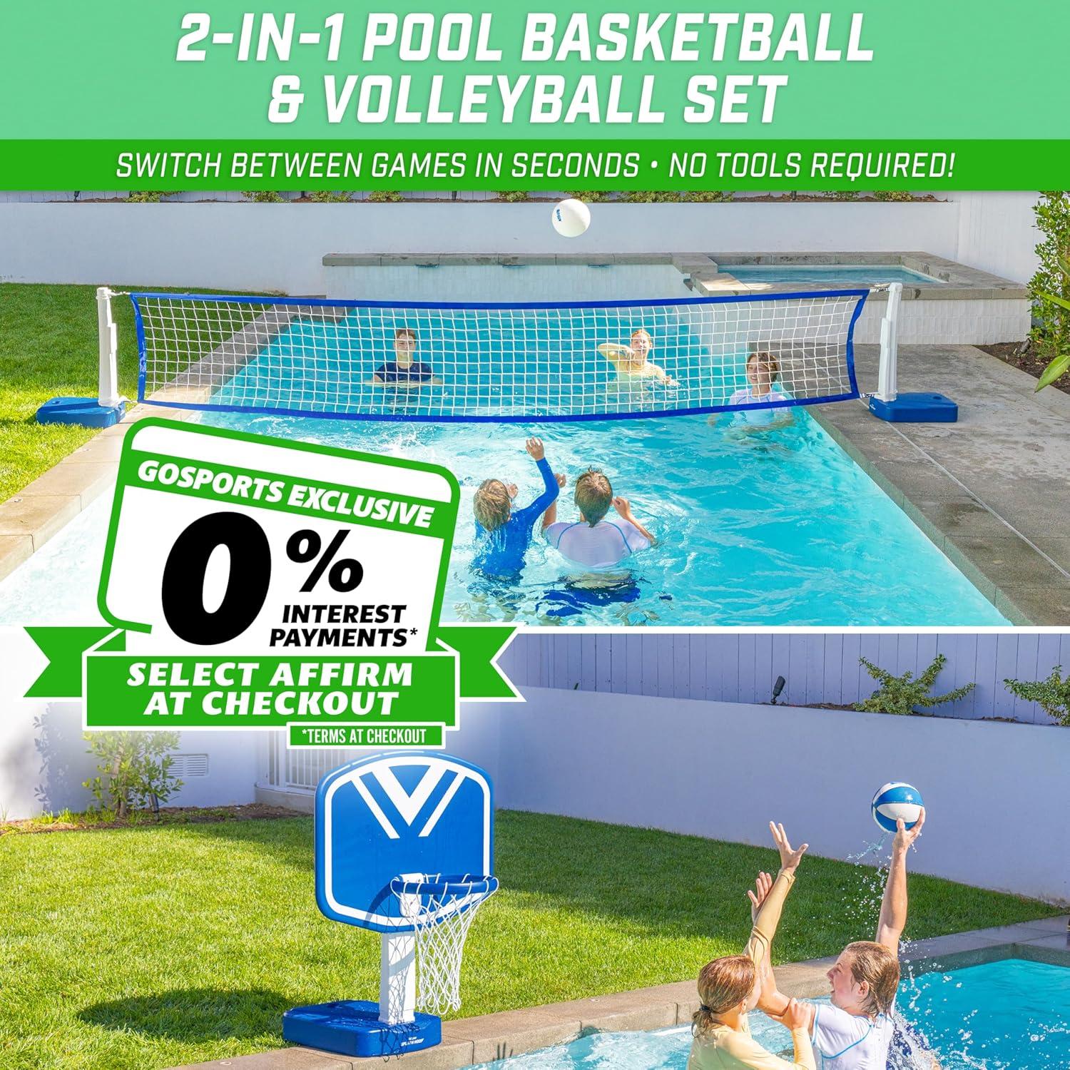 GoSports GoSports Splash Hoop 2-in-1 Pool Basketball Hoop & Volleyball Net Game Set