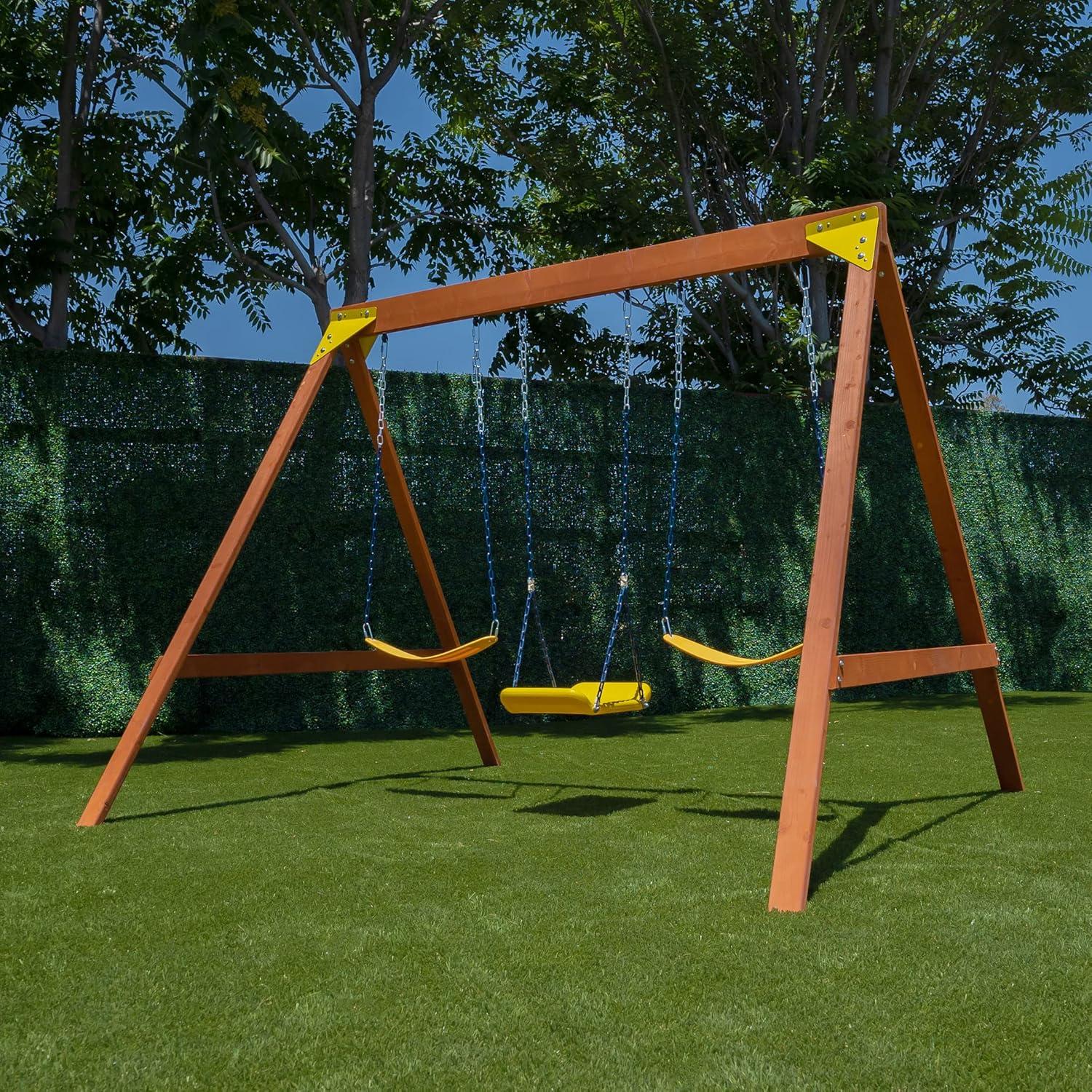 Sportspower Brighton Wood 2 Swings and 1 Bow Style Swing Set