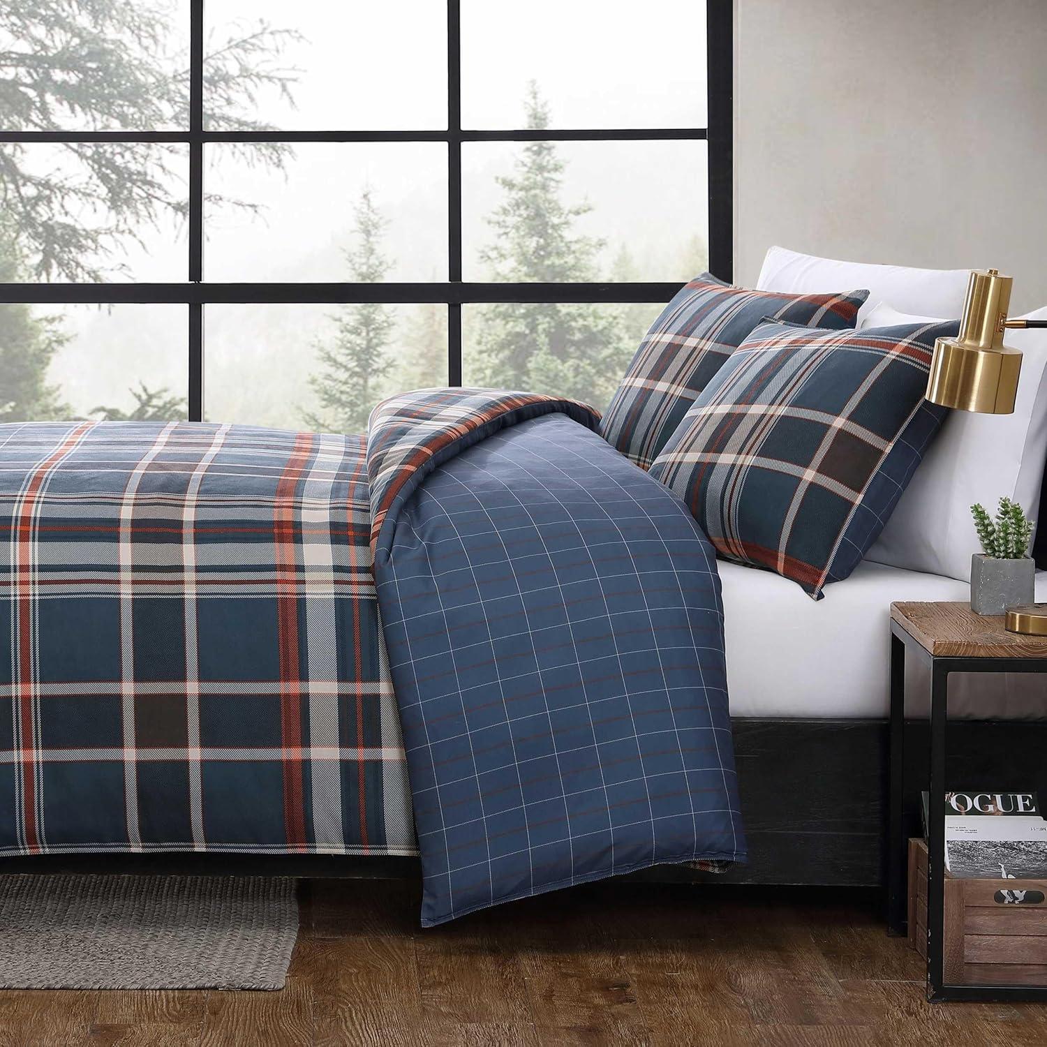 Eddie Bauer Shasta Lake Reversible Navy Duvet Cover Set