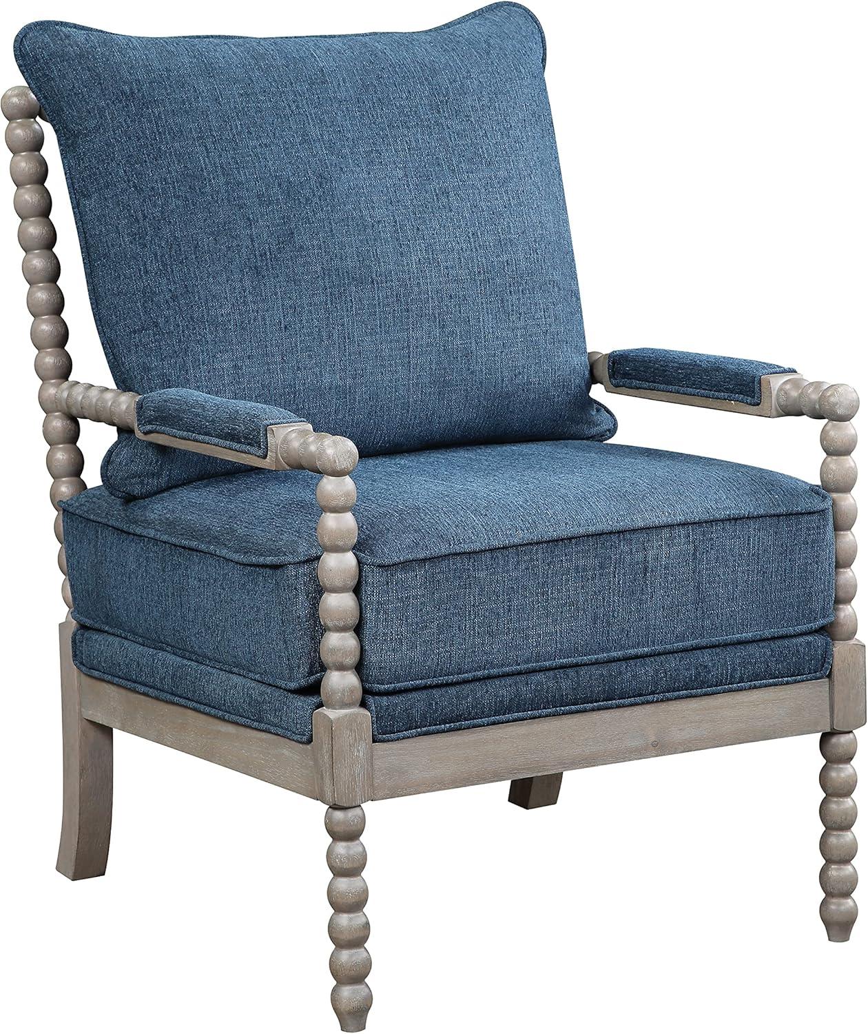 Brushed Gray Farmhouse Accent Chair with Padded Armrests