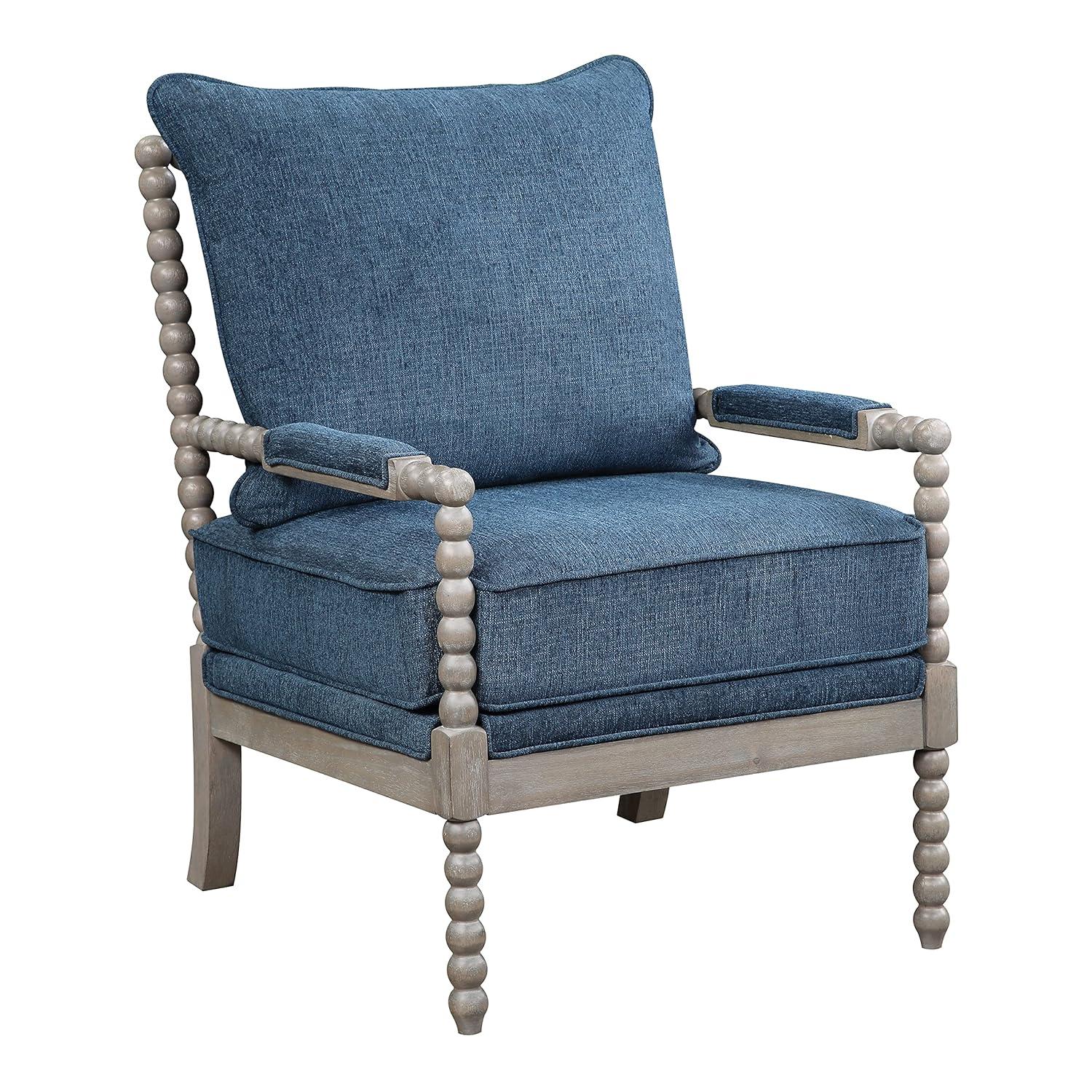 OSP Home Furnishings Abbott Chair in Azure Fabric with Brushed Grey Base K/D