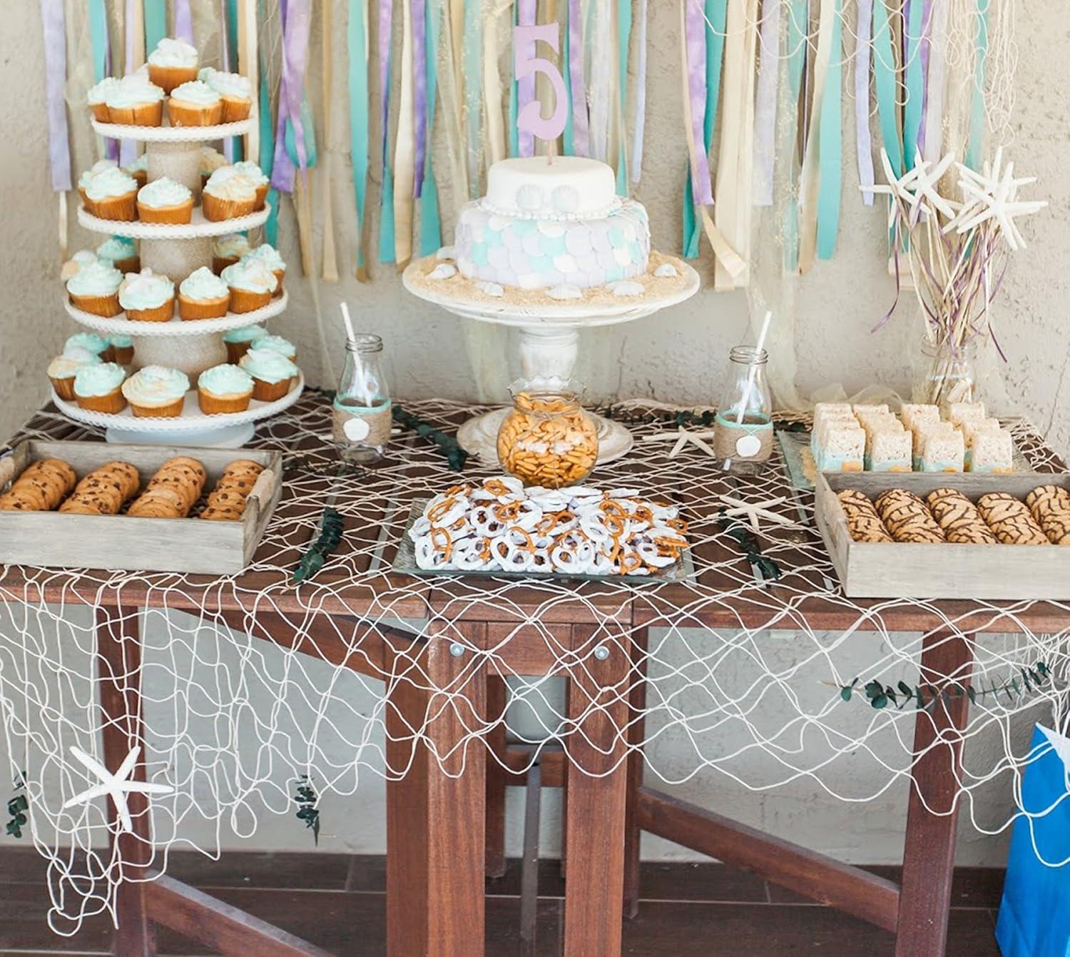 Big Mo's Toys Fish Net Party Decorations Nautical Wall Decor - 14 ft - Natural