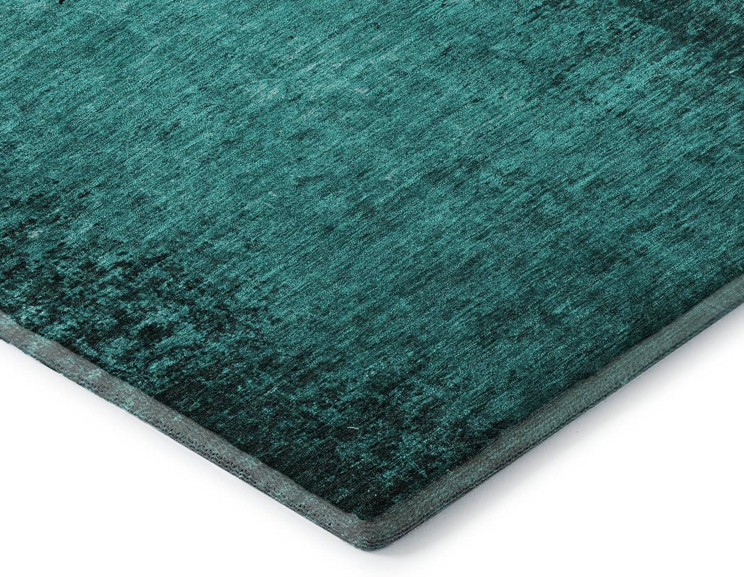 Teal Rectangular Washable Synthetic Rug, 30" x 20"