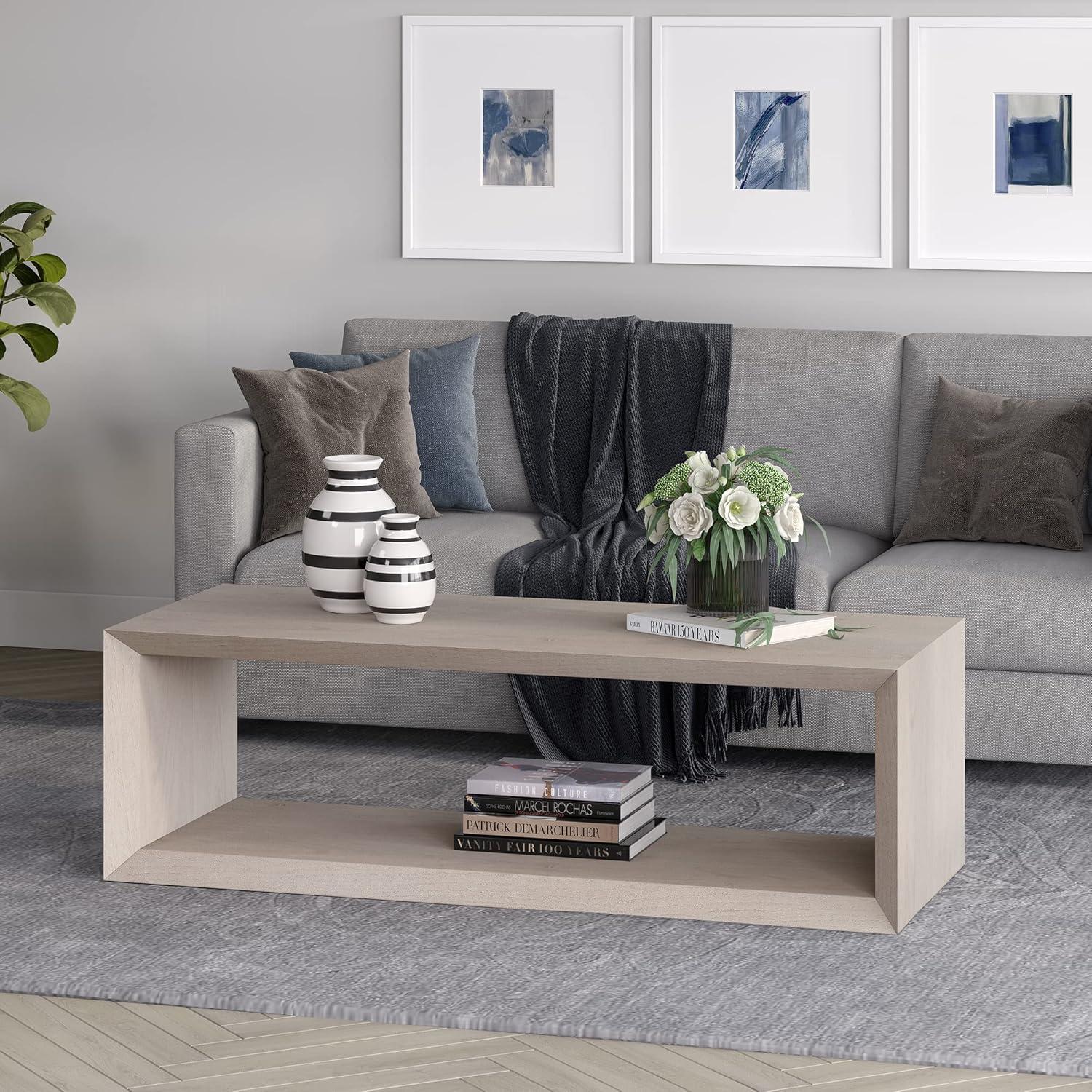 Samuelson Faux Wood Coffee Table With Shelf