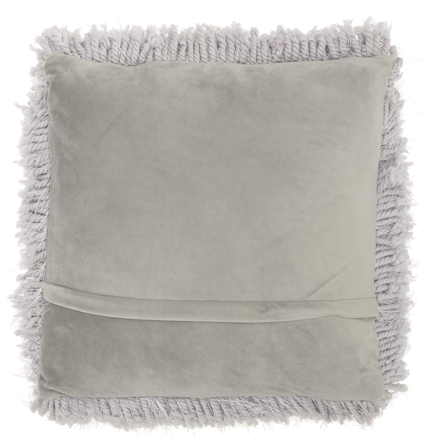 Nourison Shag Light Grey Decorative Throw Pillow , 18" x 18"