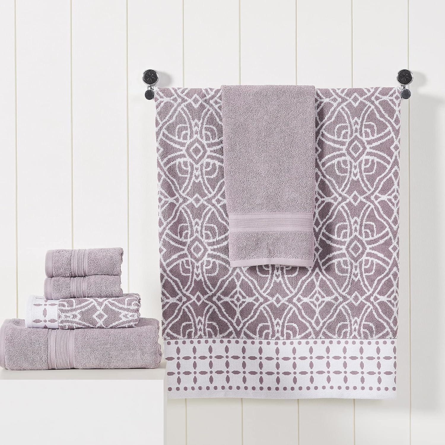 Modern Threads 6 Piece Set, 2 Bath Towels, 2 Hand Towels, 2 Washcloths Yarn Dyed Jacquard/Solid Towel Set Monroe