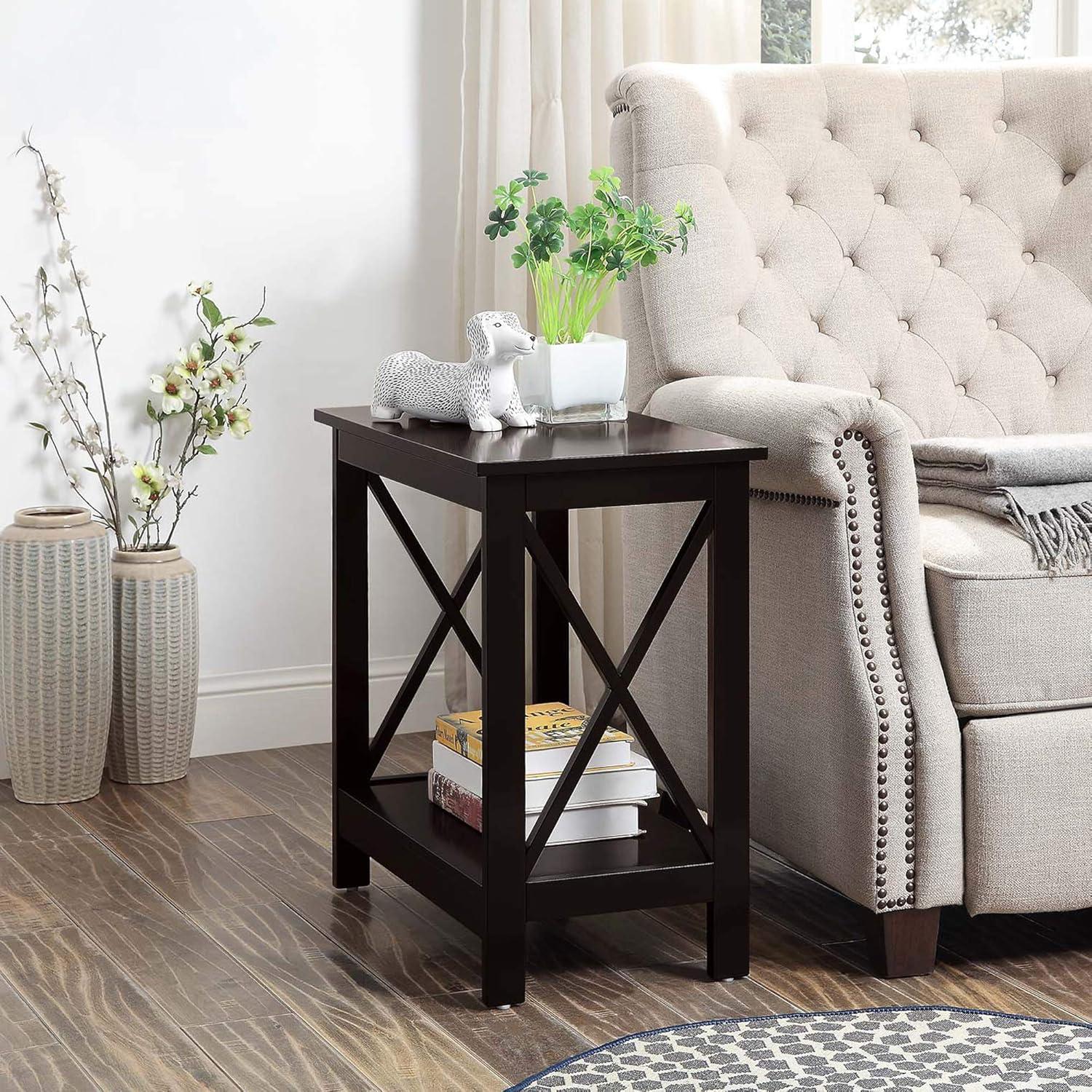 23.75 x 12 x 23.75 in. Oxford Chairside End Table with Shelf, Espresso