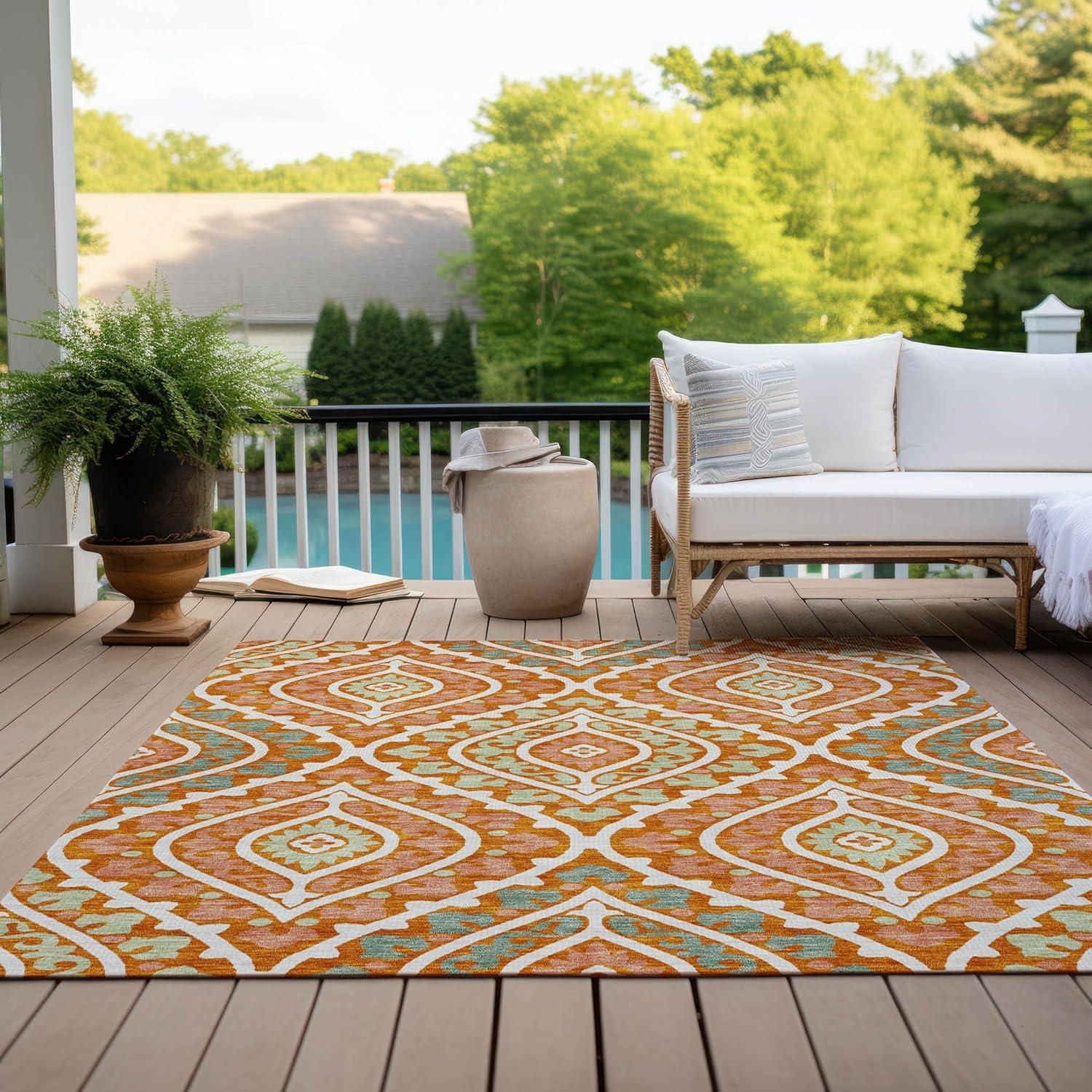 Addison Rugs Chantille ACN761 Orange 3' x 5' Indoor/Outdoor, Machine Washable, Easy Clean, Non Shedding, Bedroom, Living Room, Dining Room, Kitchen, Patio Rug