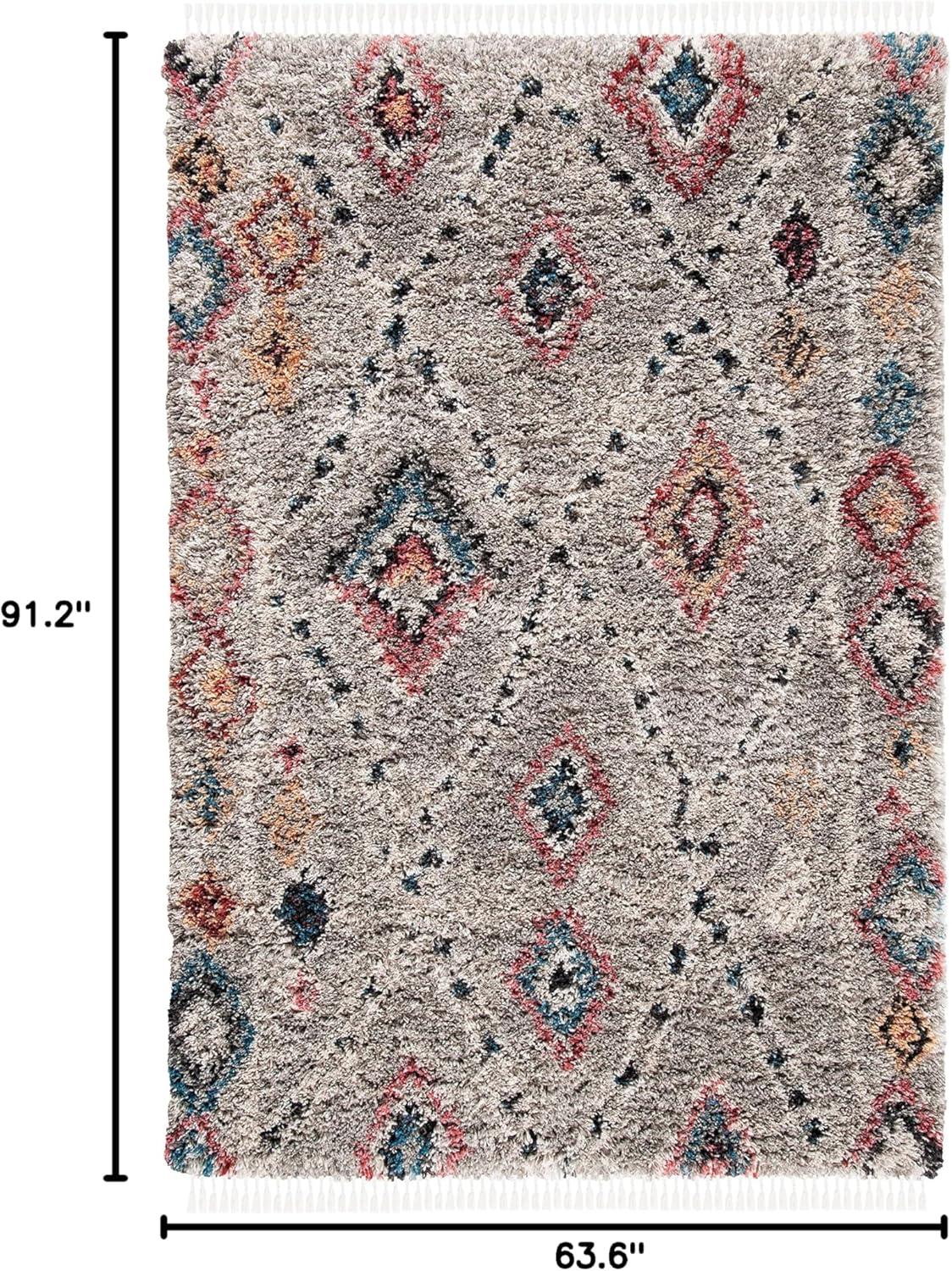 SAFAVIEH Morocco Leo Geometric Area Rug, Grey/Multi, 5'3" x 7'6"