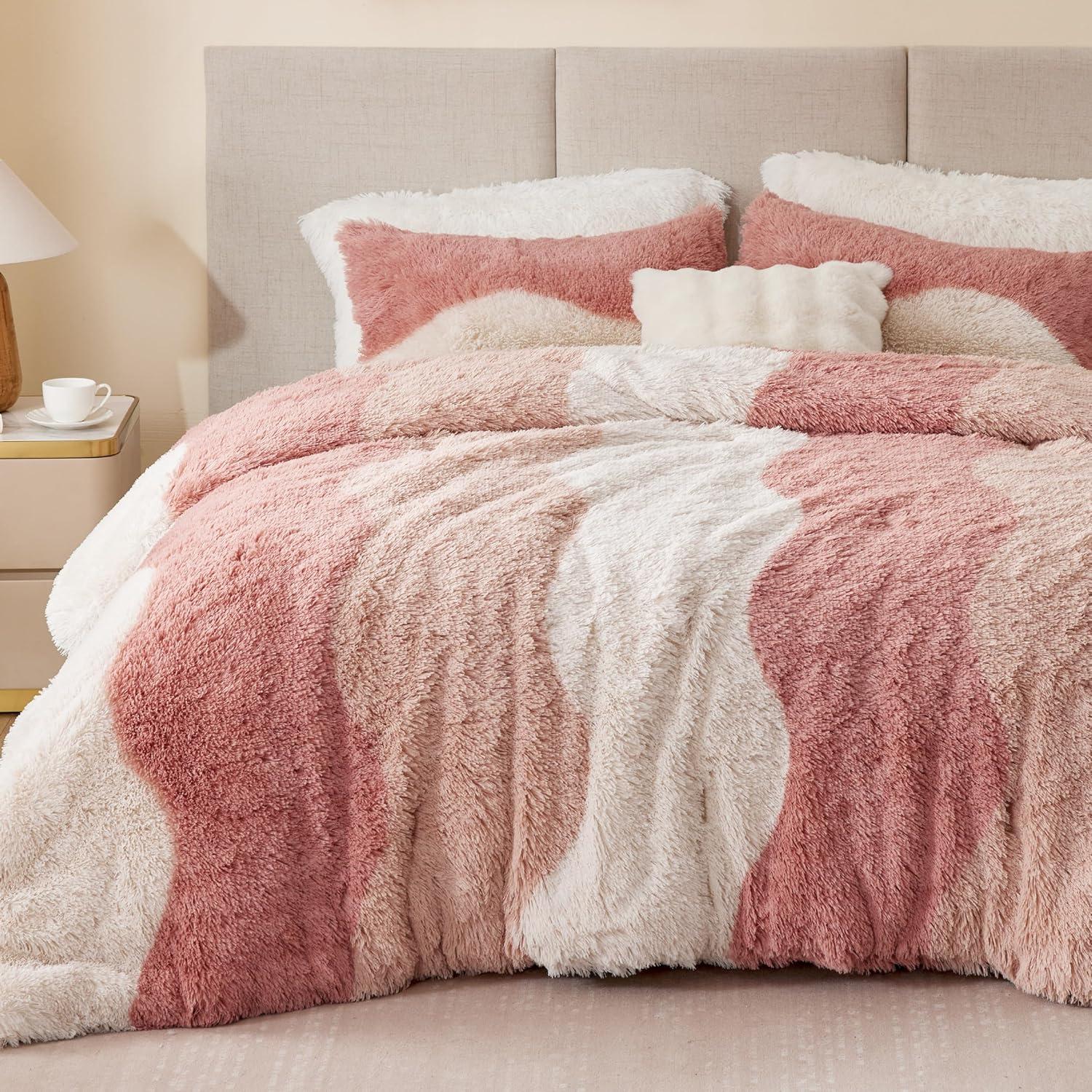 Ombre Shaggy Faux Fur Comforter Set