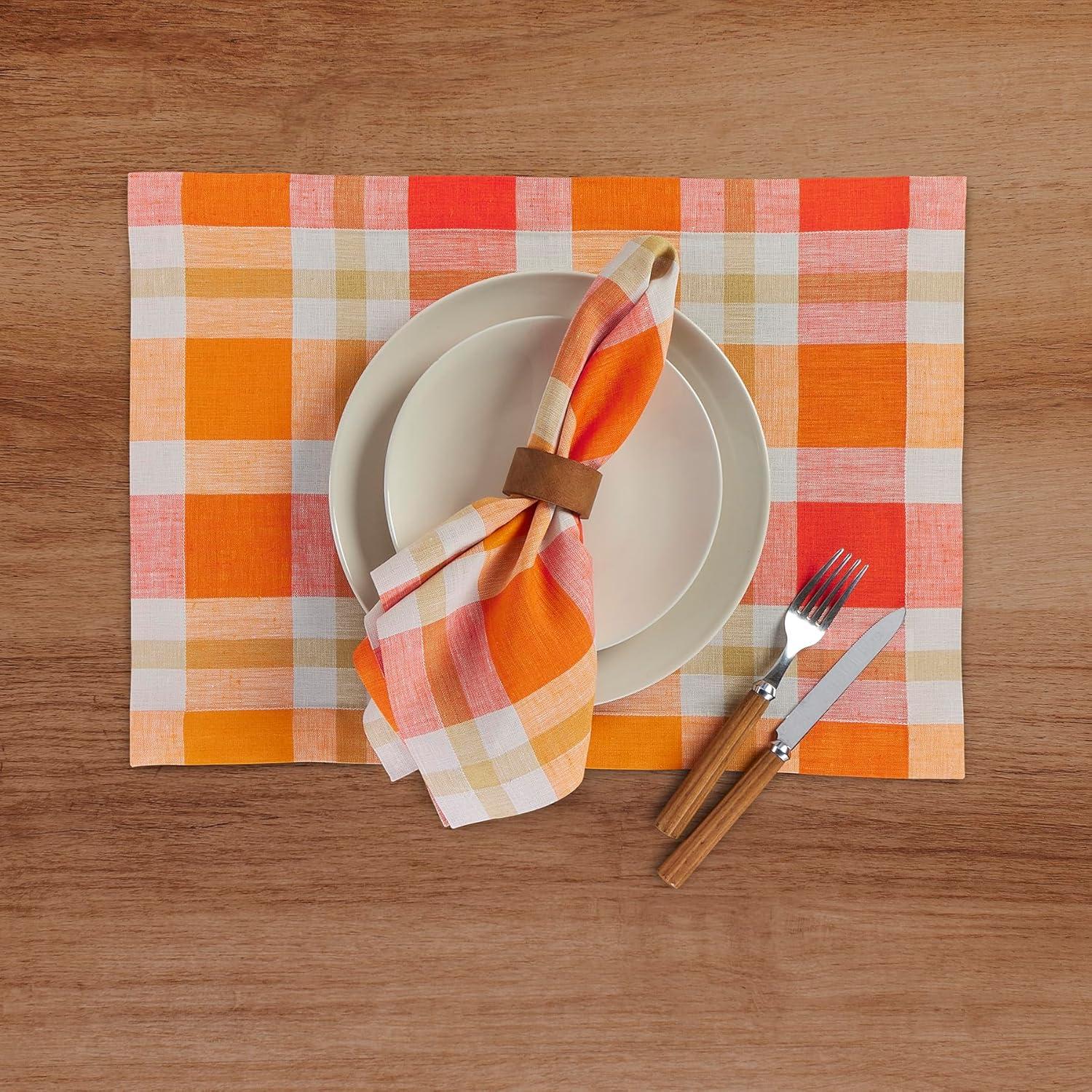 Fall Buffalo Check - 100% Pure Linen Placemats