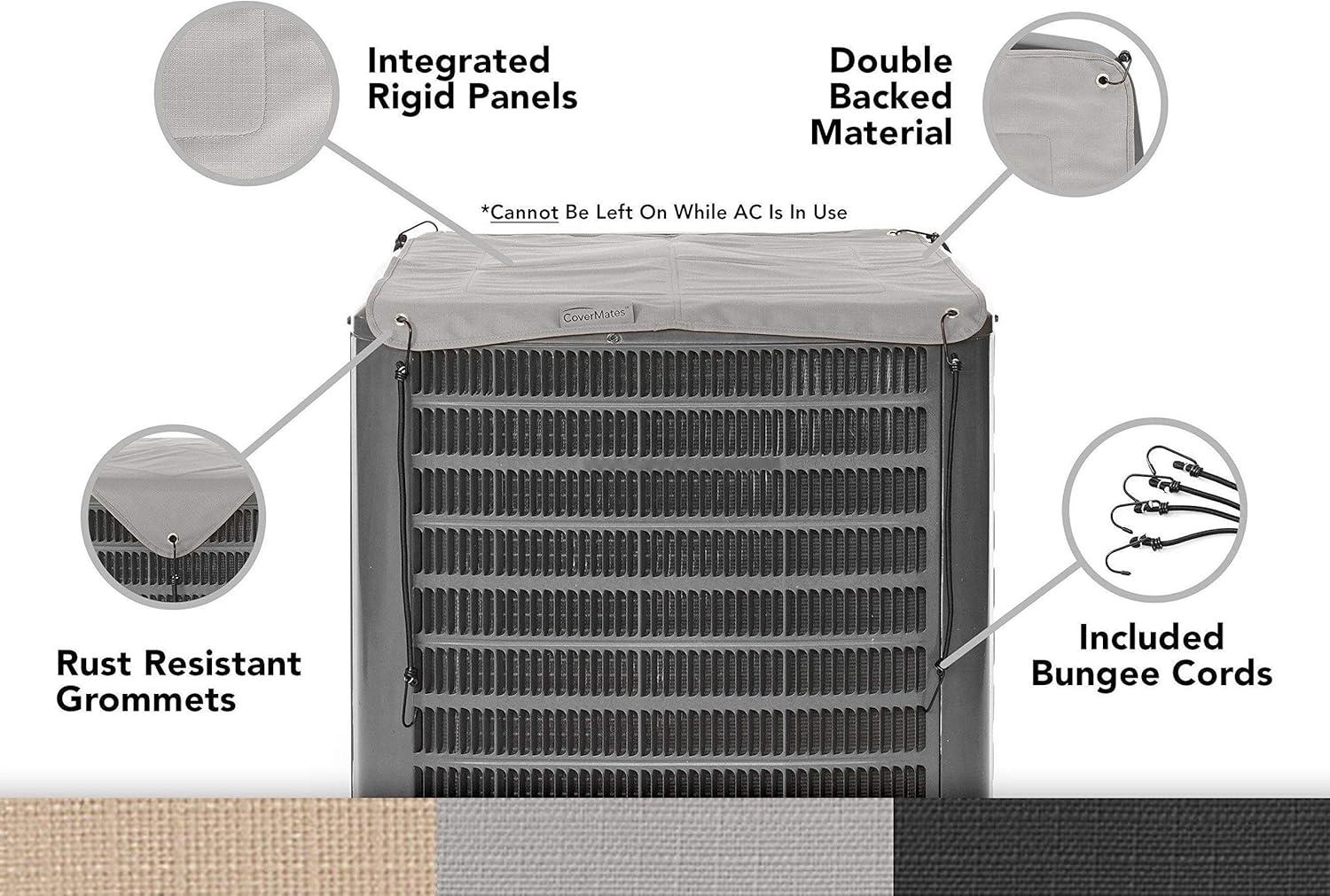 Covermates Armor Top Air Conditioner Cover â€“ Durable Outdoor Protection for AC Units, Ultima 600D Polyester, Armor Top 24W x 24D, Ripstop Grey