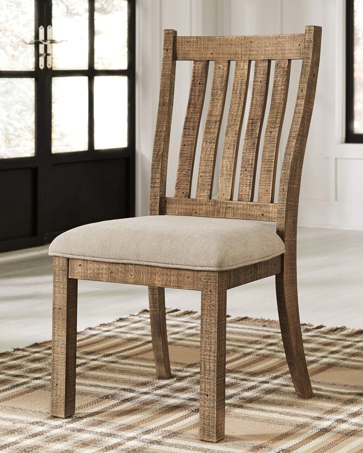 Rustic Brown Wood Ladderback Side Chair with Upholstered Cushion