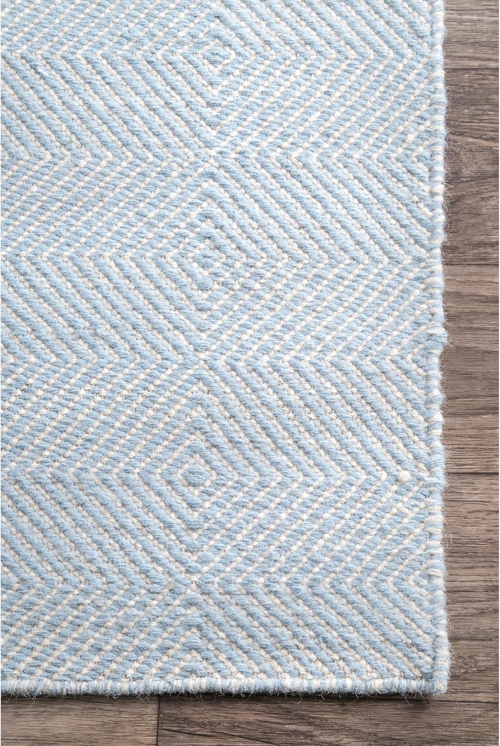 nuLOOM Hand Woven Ago Wool Area Rug, 5' x 8', Light Blue