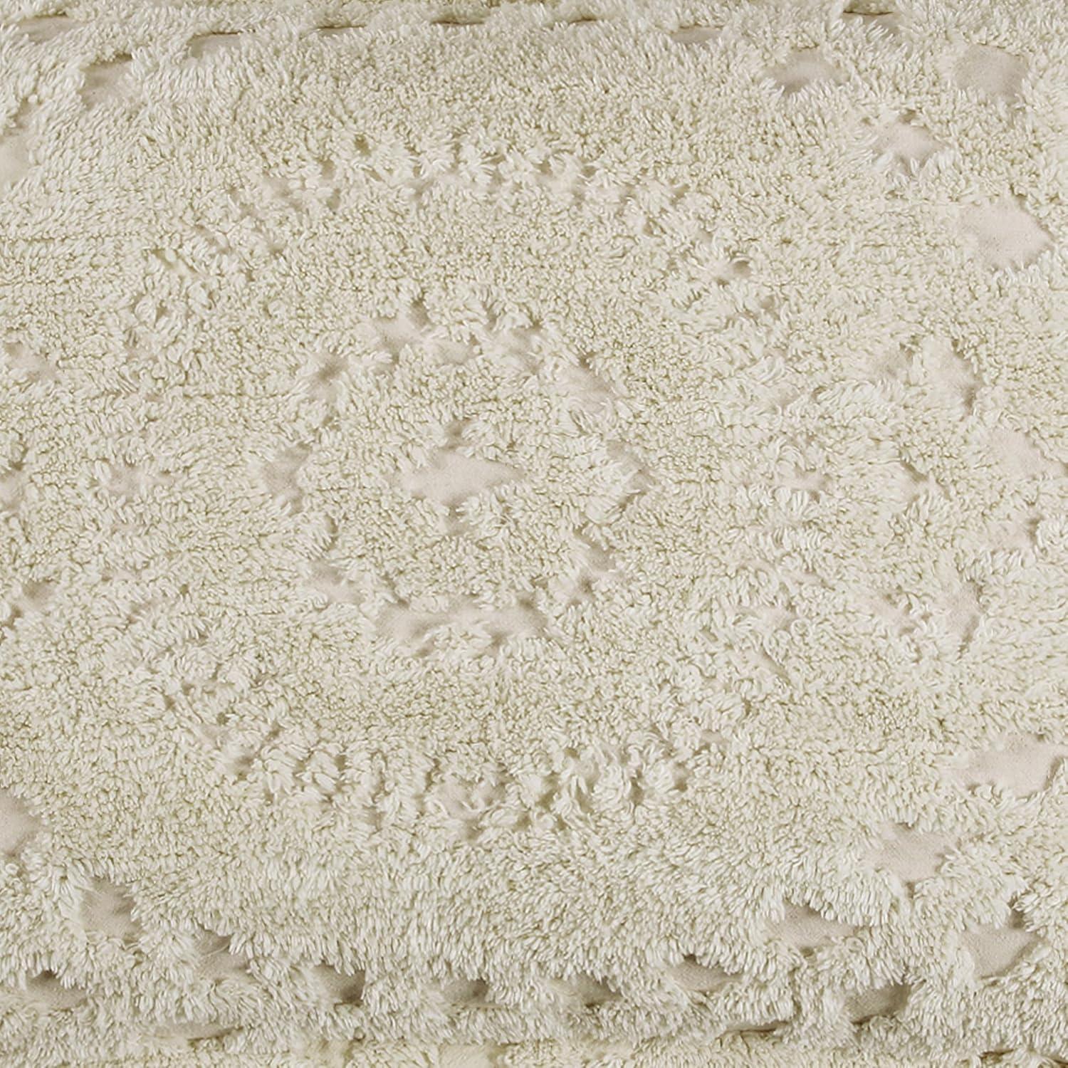King Rio Collection 100% Cotton Tufted Unique Luxurious Floral Design Bedspread Ivory - Better Trends