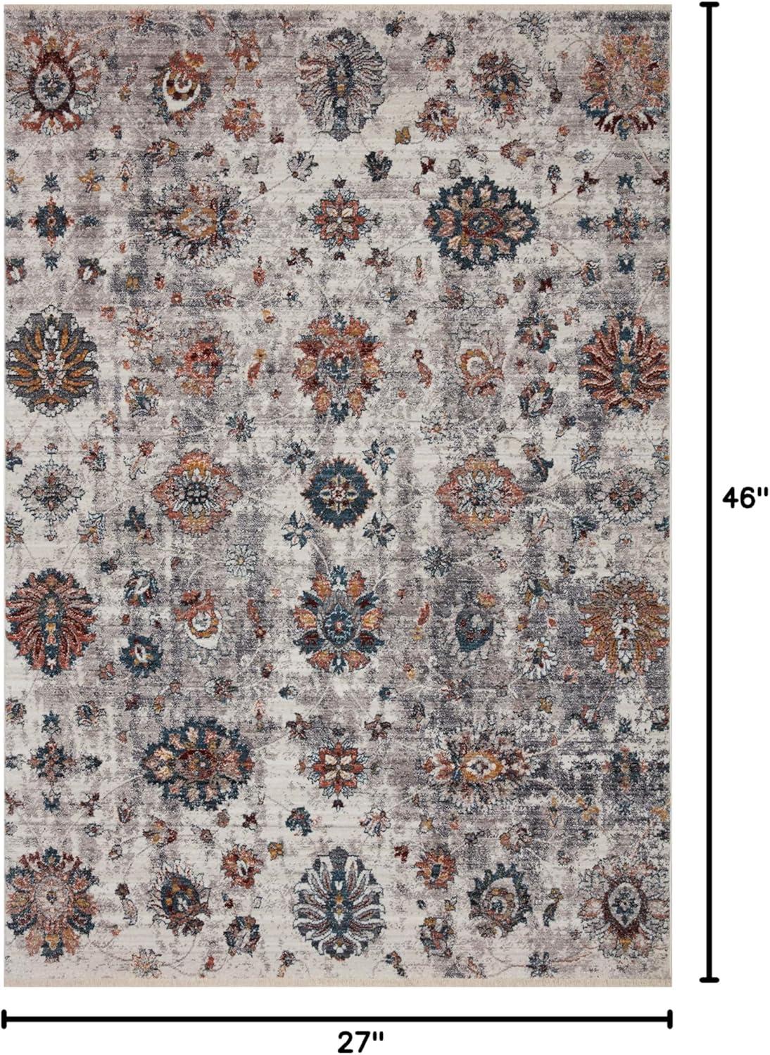 Samra Ivory Multi Easy-Care Synthetic Rug - 2'7" x 12'