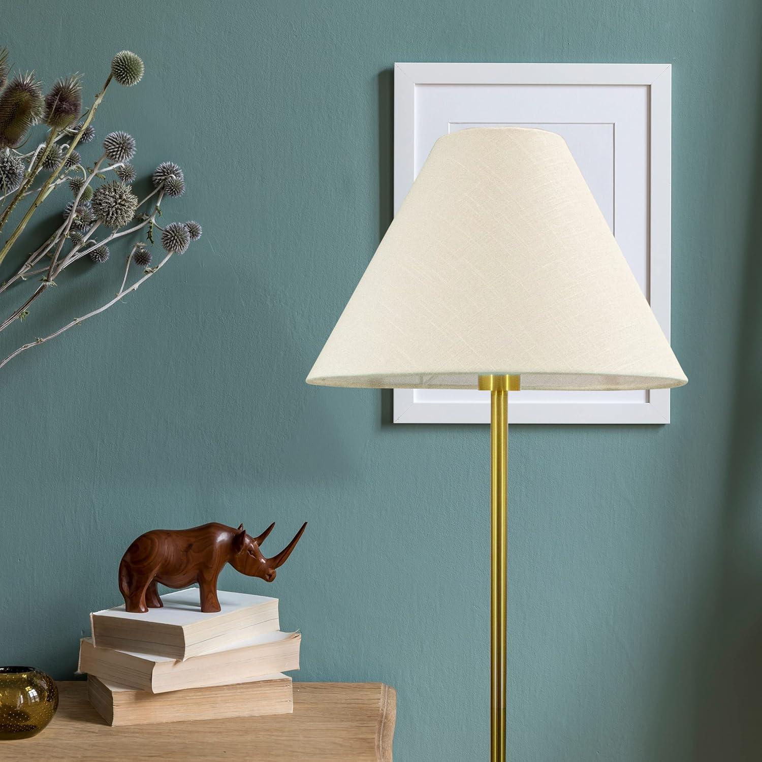 Brightech Mika – Free Standing Classic Floor Lamp – Elegant Tall Pole Lamp for Living Room or Bedroom – Mid-Century Modern Stand Up Lamp with A-Line Open Shade and LED Bulb – Gold/Antique Brass