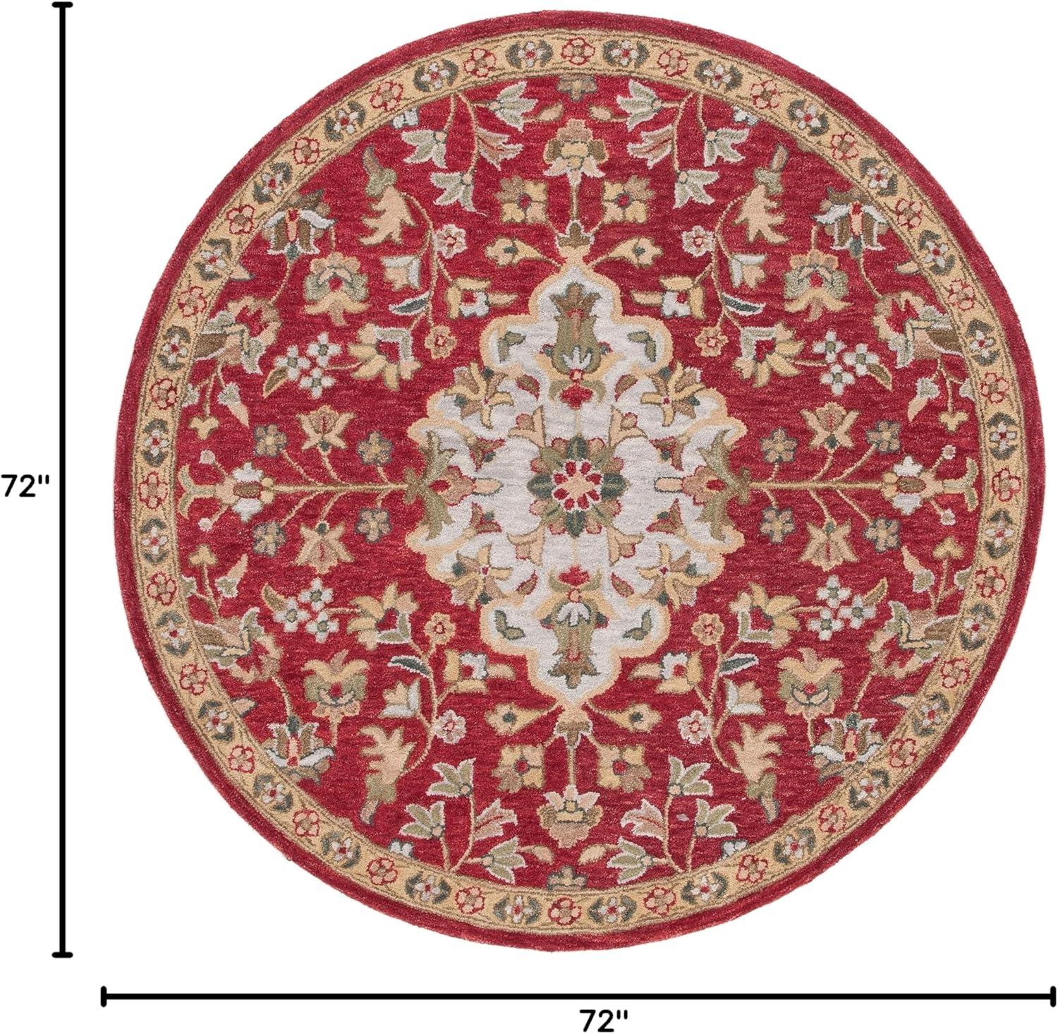 Blossom BLM862 Hand Hooked Area Rug - Beige/Multi - 6' Round - Safavieh.